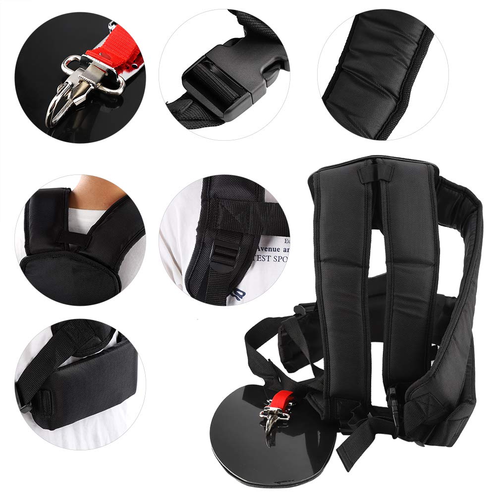 Tangxi Trimmer Double Shoulder Strap Harness, Adjustable Nylon M-Shaped Belt, Black, Universal for Brush Cutter Chainsaw Garden