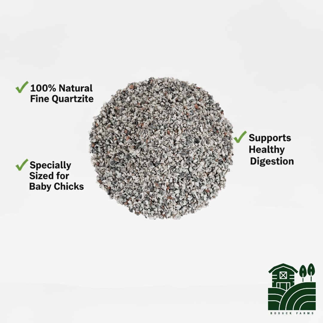 BODUCK FARMS Chick Grit 5LB – 100% Natural Fine Quartzite – Starter Grit for Baby Chicks, Ducklings, and Young Poultry – Essential Digestive Aid for Healthy Growth