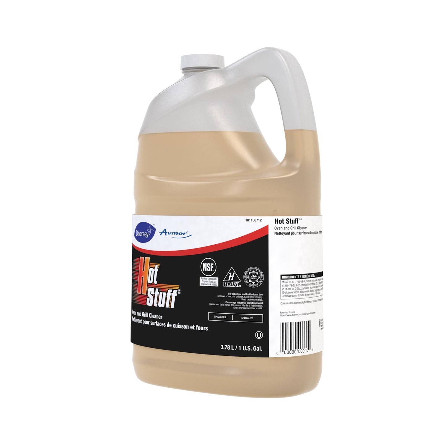 Diversey 101106712 Avmor Hot Stuff Oven & Grill Cleaner, Heavy Duty Degreaser Removes Fats, Oils & Kitchen Greases, Unscented, Ready-to-Use Liquid, 3.78-Liter