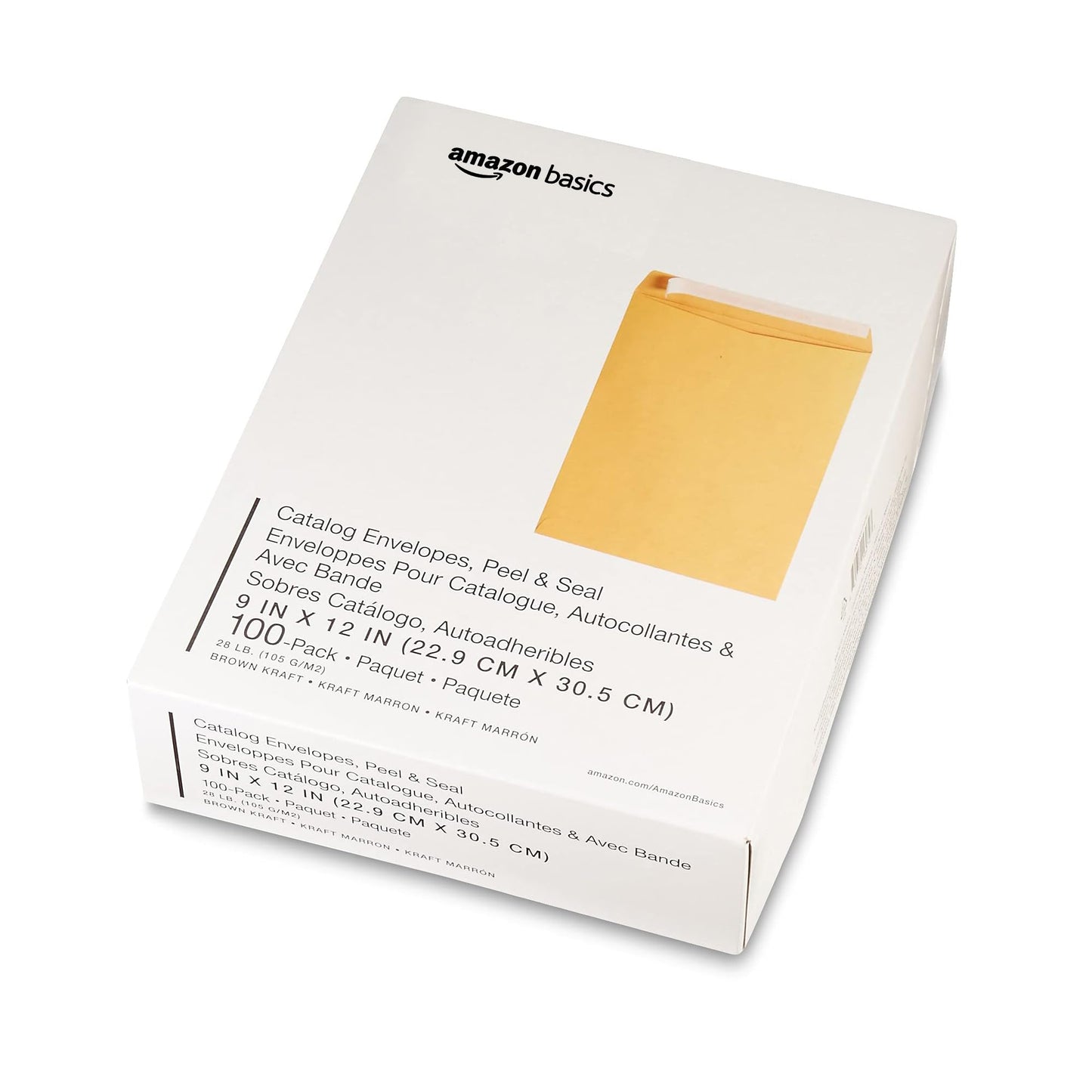 Amazon Basics Catalog Mailing Envelopes, Peel & Seal, 9x12 Inch, Brown Kraft, 100-Pack - AMZP13