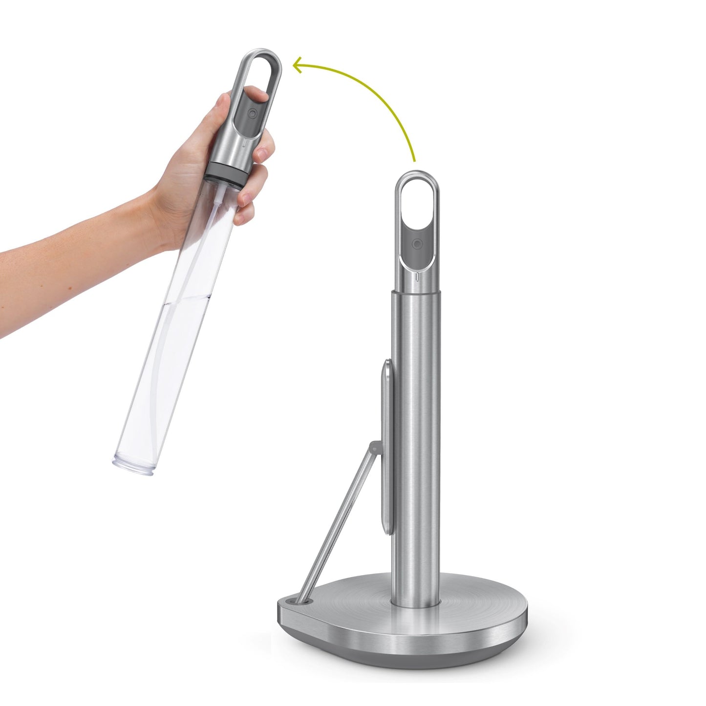 simplehuman Paper Towel Pump, Standing Paper Towel Holder with Spray Bottle, Brushed Stainless Steel