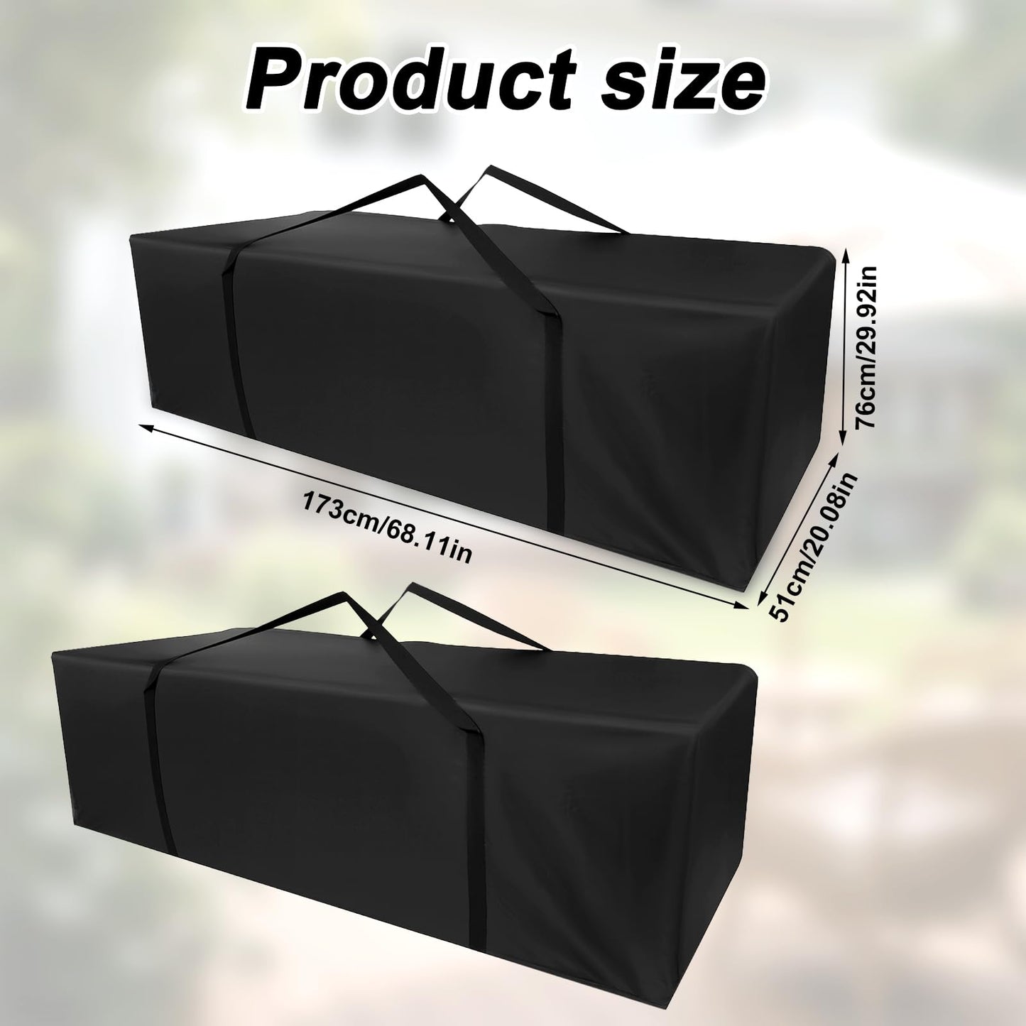 2pcs Extra Large Cushion Storage Bag, 68x30x20 Inch Waterproof Outdoor Storage Moving Bag with Handles Protective Zipper Furniture Organization Wrapped Supply for Patio Outdoor Home