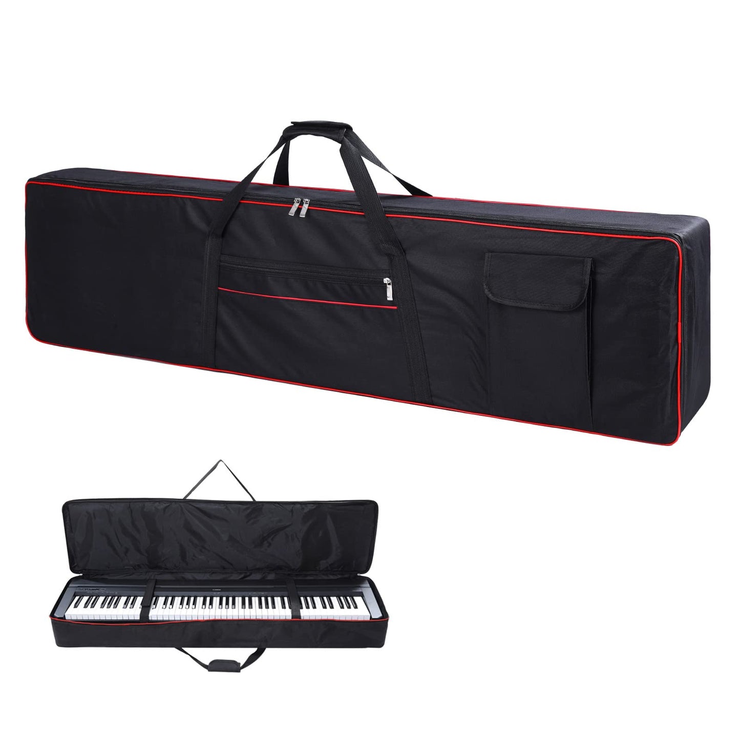 88 Key Keyboard Case Carrying Piano Cover, Keyboard Gig Bag with 2-Pocket Keyboard Bag,600D Durable Oxford Inside Padded Full Coverage Dust for Protect Digital Piano Covers 88 Keys 53.5"x13" x 6.7"