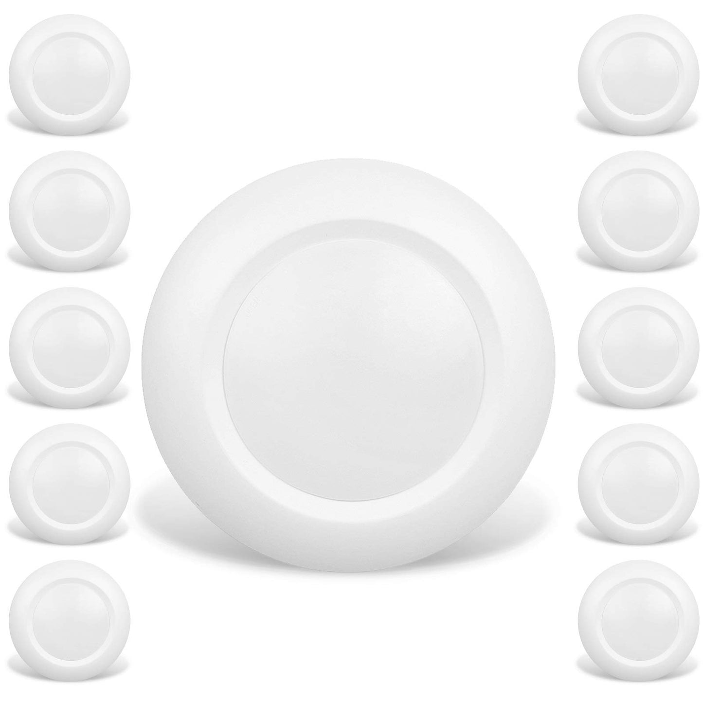 JULLISON 10 Packs 4 Inch LED Low Profile Recessed & Surface Mount Disk Light, Round, 10W, 600 Lumens, 4000K Cool White, CRI80, DOB Design, Dimmable, Energy Star, ETL Listed, White