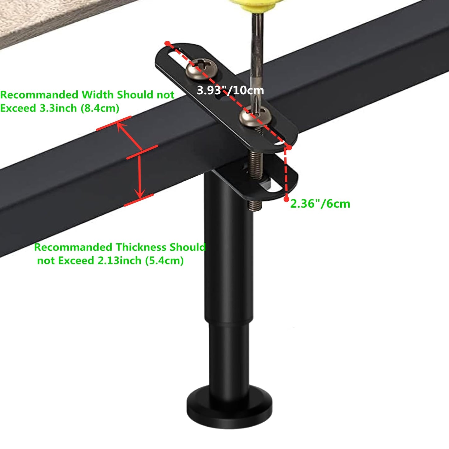 4 Pcs 7"-13" Adjustable Bed Legs, YELIKIT Adjust Height Bed Support Legs for Bed Frame/Bed Center Slat, Metal Adjustable Furniture Replace for DIY Furniture, Kitchen Cupboard Sofa Beds(18-33CM)