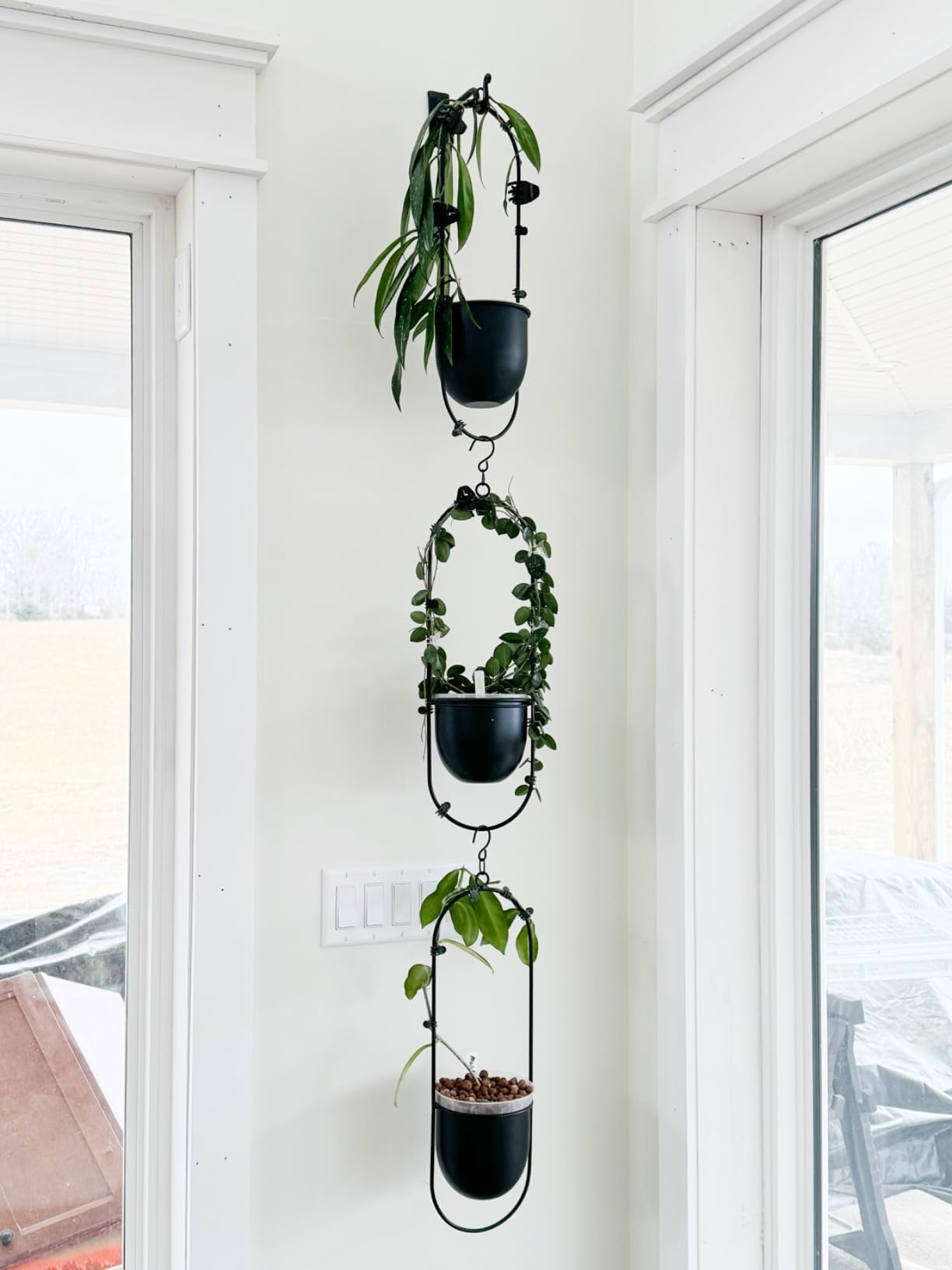 2 Pack Eco Joy Boho Metal Hanging Planters with 6" Pot (Detachable) + Hook | Hanging Planters Indoor, Modern Wall & Ceiling Planters, Mid Century Planter for Indoor & Outdoor, NO Plant incld…