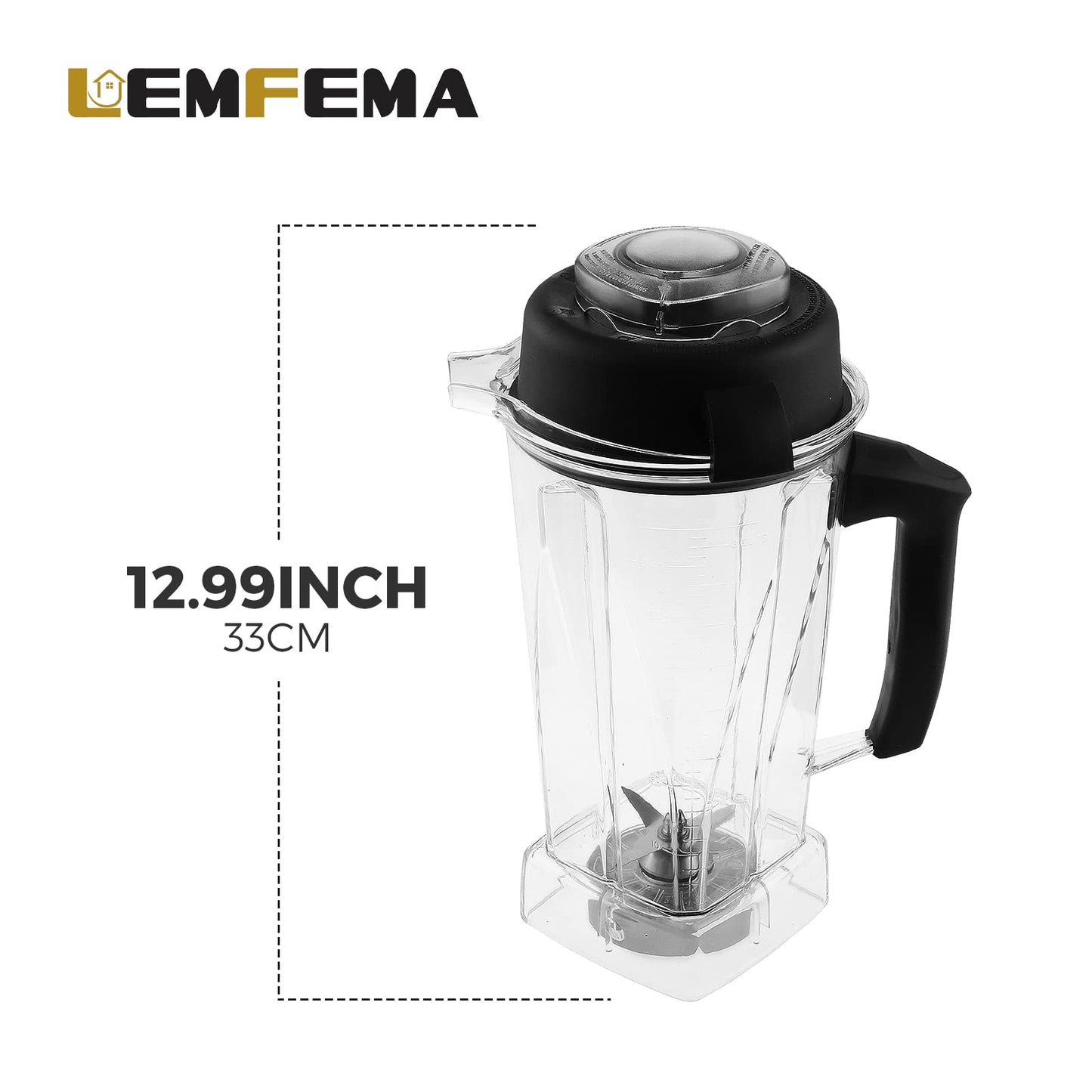 Replacement for Vitamix 64 oz Blender Container Cup 5200,6000,6300,5300,6500,7500,750,VM0102, VM0103, Classic C-Series Blender, with Lid Blade, Clear