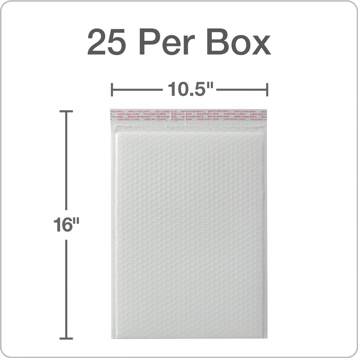 Quality Park Large Bubble Mailers, 10.5 x 16 Inch, White Poly Mailers, Padded Envelopes, Water Resistant, Self Seal Closure, 25 Per Box (QUA85925)
