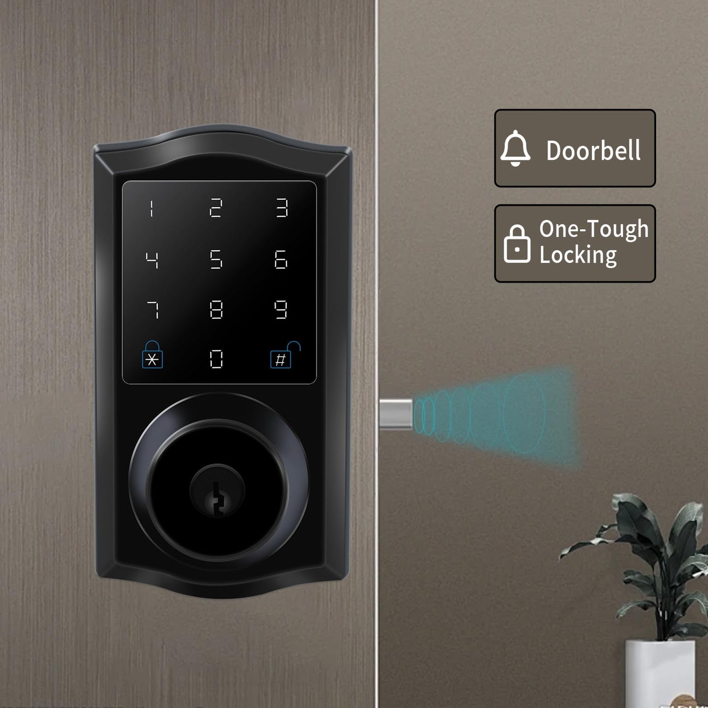 Pahama Keypad Smart Lock, Keyless Entry Door Lock for Front Door, Electronic Code Door Auto Lock High-Security Keyless Entry Smart Lock for Front Door