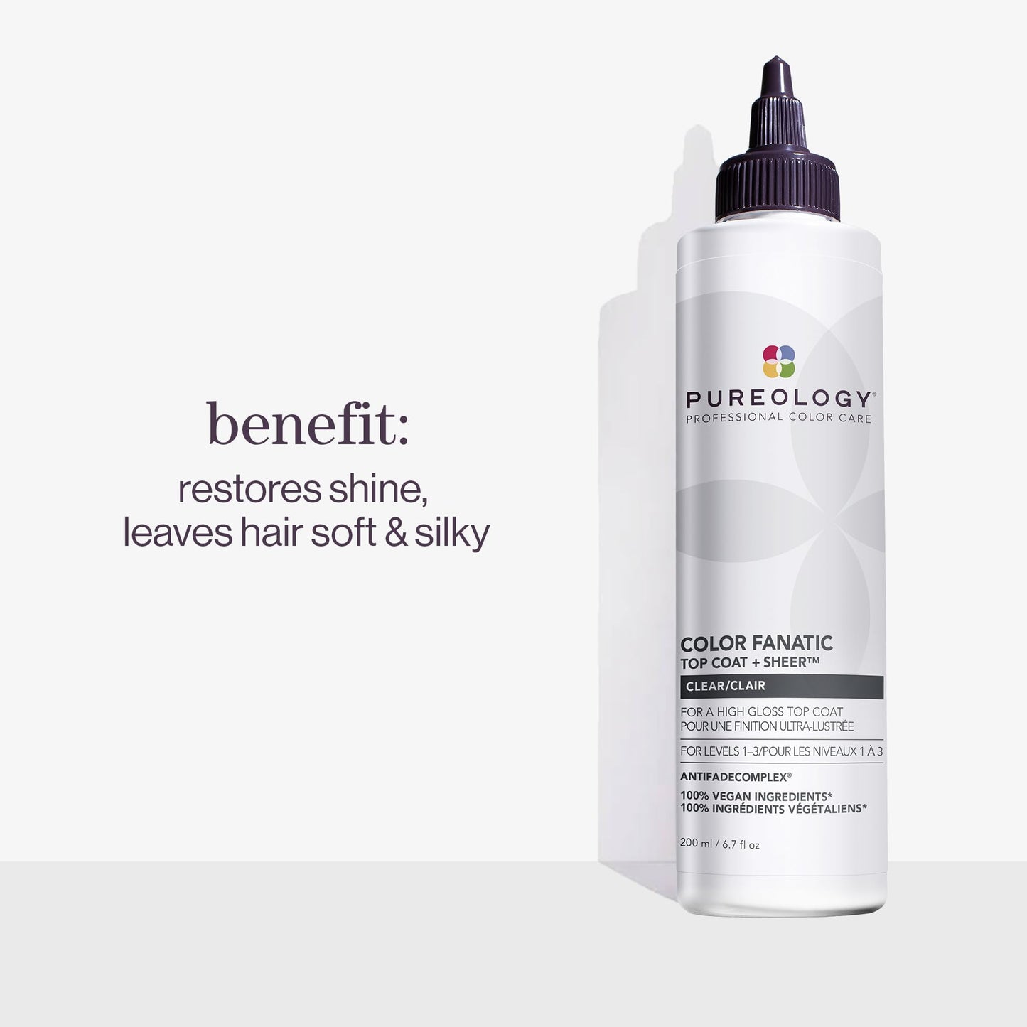 Pureology Color Fanatic Top Coat + Sheer Clear Hair Toner, Hair Gloss Treatment, Clear Hair Glaze for Brunette & Black Hair, 200ml