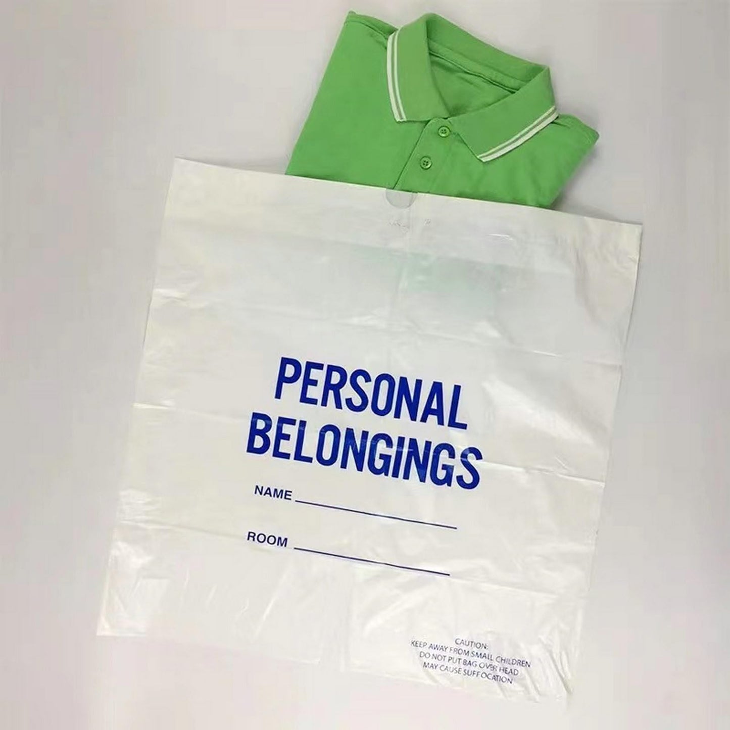 Lichen cottage Patient Personal Belonging Bags - Drawstring Clear , 1.6 mil Thick, 18" W x 20" L, Clear, White, 18" W x 20" L, Minimalist