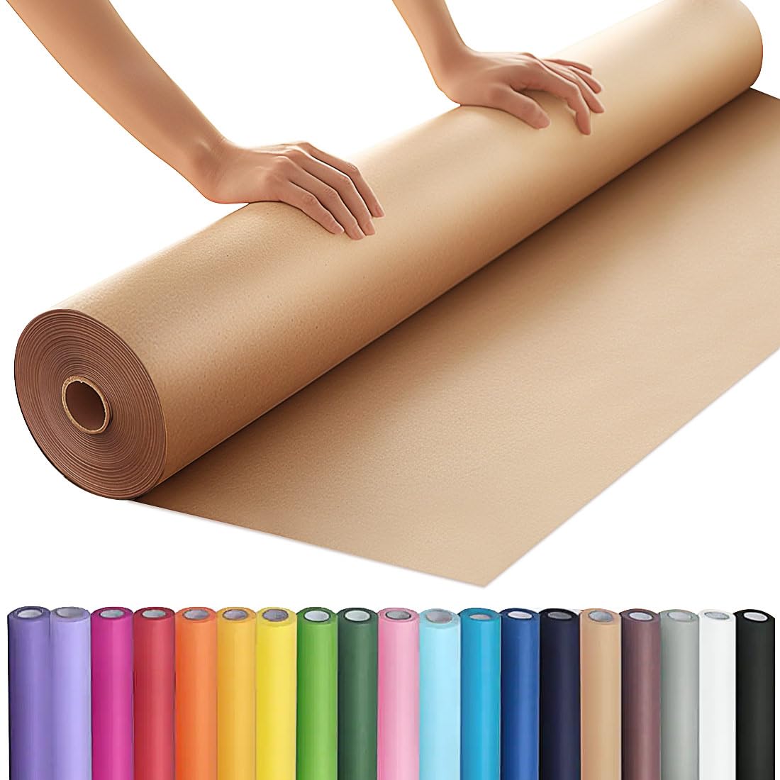 PerkHomy 36" x 2,400" (200') Brown Kraft Paper Roll for Craft Bulletin Board Paper Art Table Covering Crafting Gift Wrapping Bouquet Packing Parcel 70GSM 50LB (Brown, 36" x 200')