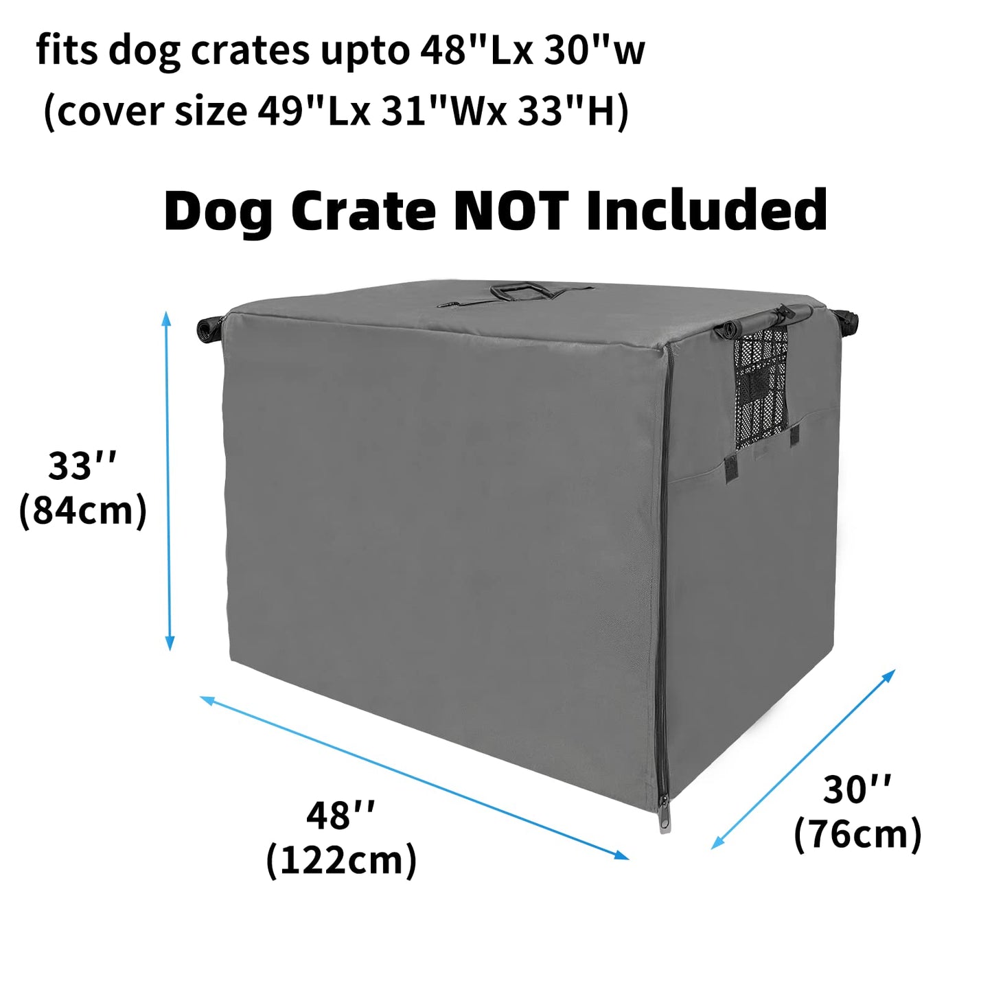 Dog Crate Cover 48 inch, Large Dog Kennel Cover for Cages with1 2 3 Doors, Waterproof 600D Oxford Fabric Privacy Cover Indoor/Outdoor Gray (Only Cover)