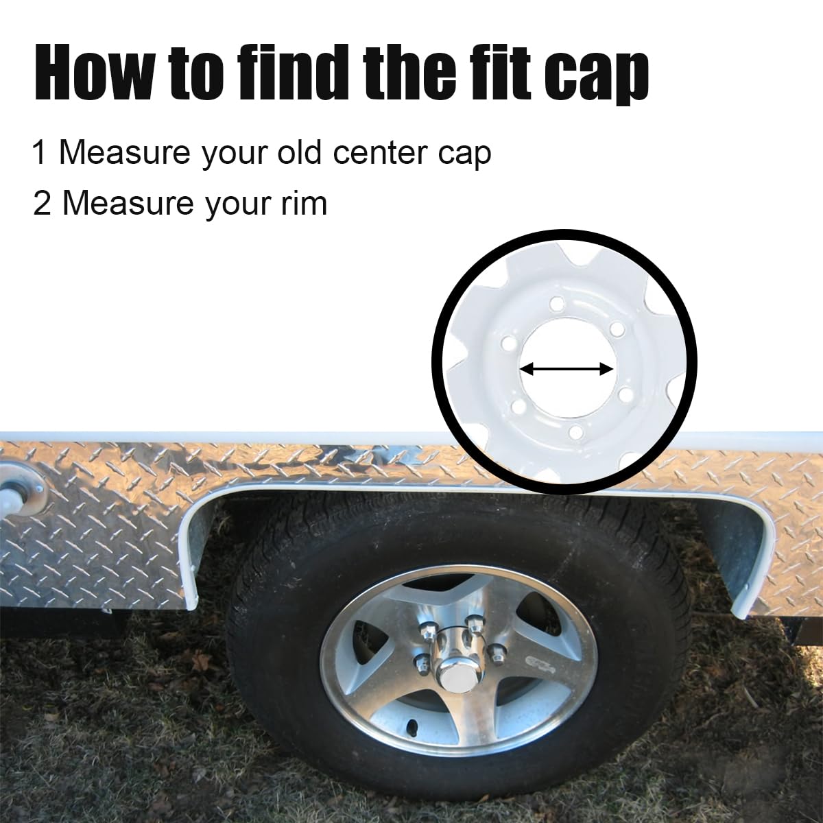 3.19 Inch Center Caps Push Through for Truck RV Trailer Wheels Wheel Rims 3.19" Center Bore Chrome Steel (Fit 3.19" Bore 3.39" H) 4 Pieces