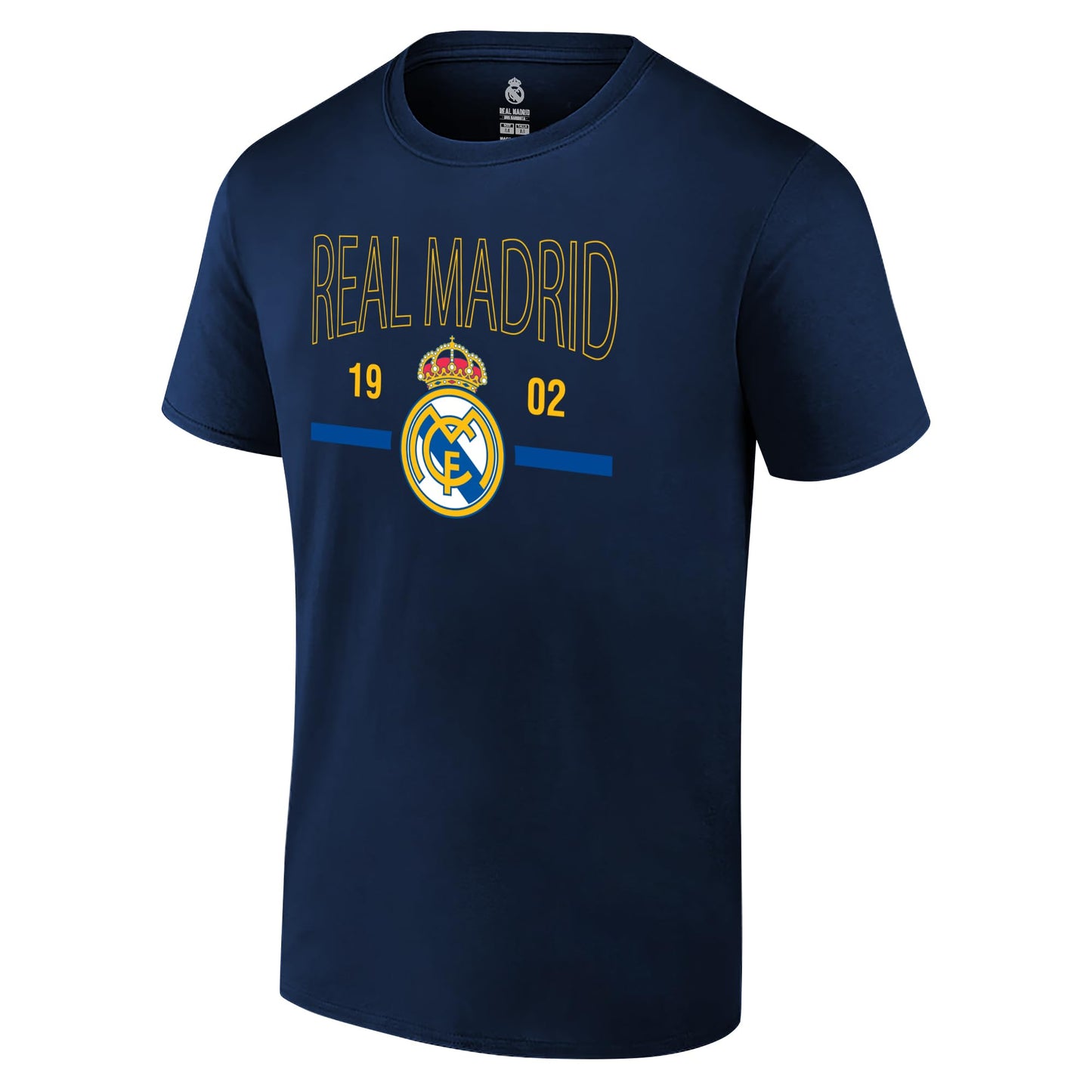Icon Sports Officially Licensed Real Madrid CF Unisex Adult Cotton Shirt - Real Madrid Club Futbol Soccer Apparel Blue