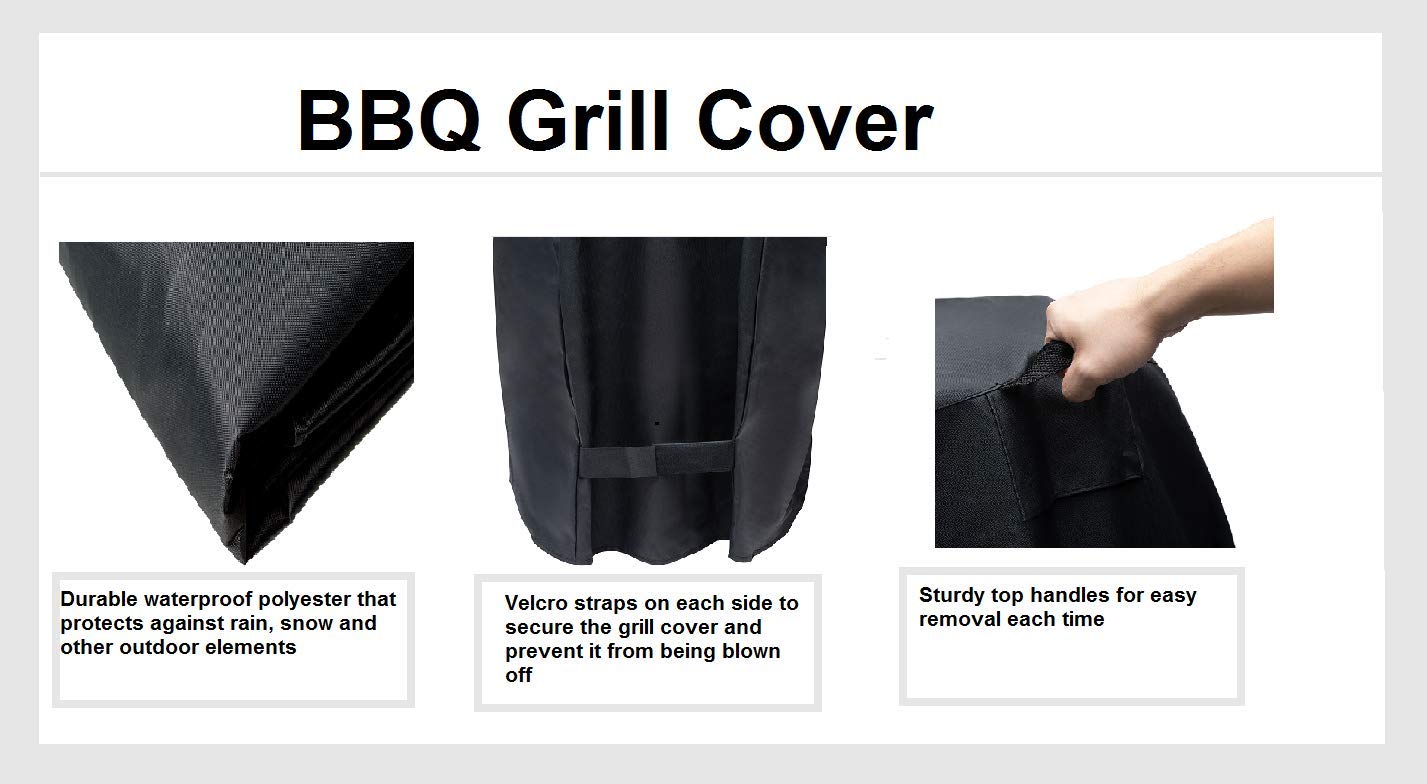 GrillSpot BBQ Grill Cover | 80 Inch, Universal Fit - All Season Protection, Durable with Handles and Straps, Black