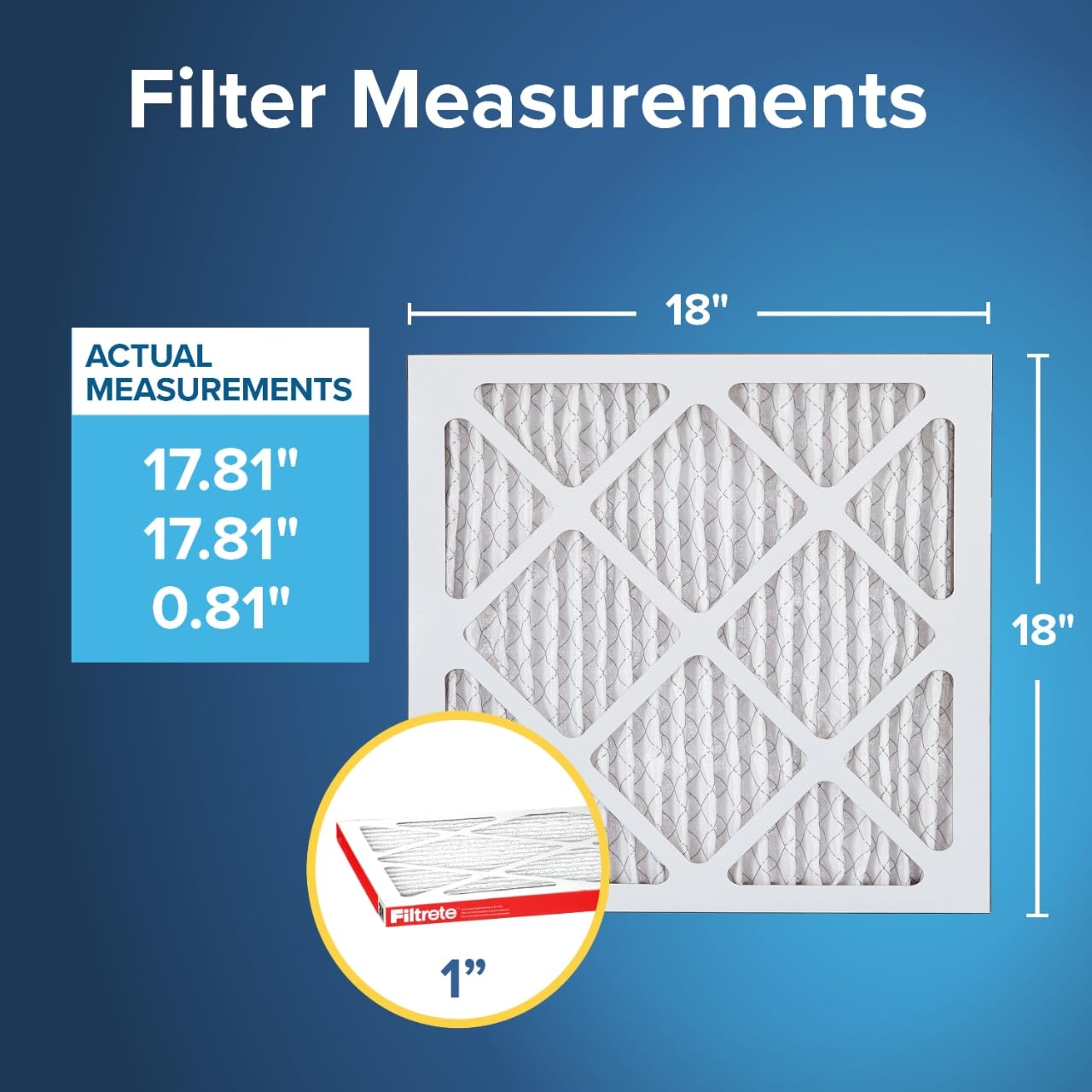 Filtrete 18x18x1, AC Furnace Air Filter, MPR 1, Micro Allergen Defense, 6-Pack