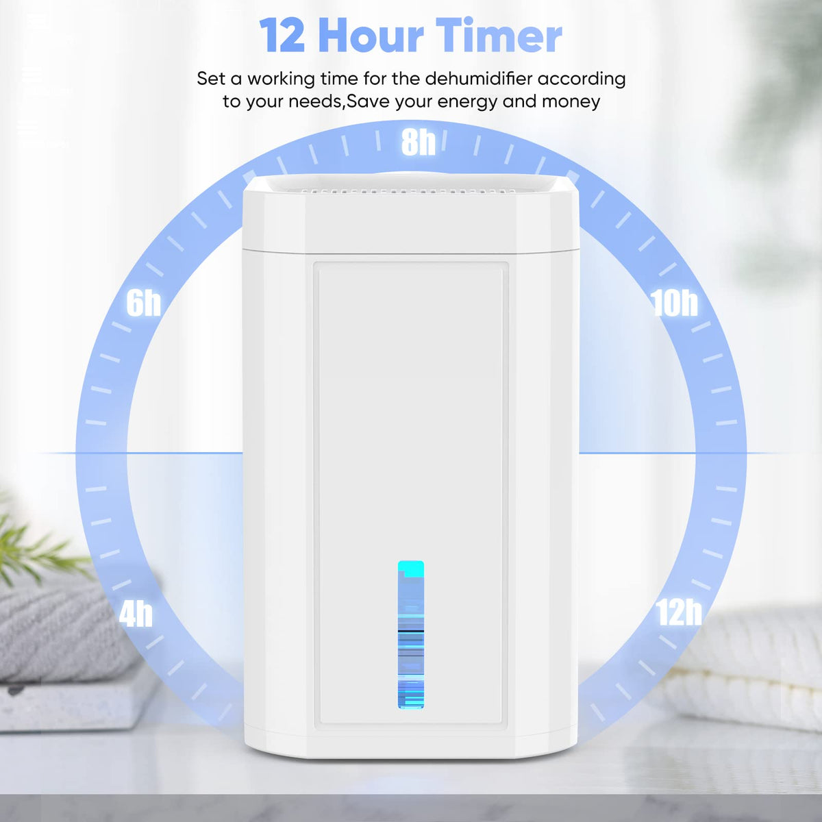 Dehumidifiers for Home with 7-Color LED Light, Quiet 2200 Cubic Feet (240 sq ft) Coverage Portable Mini Dehumidifier with Auto Shut-Off, Sleep Mode and Timer for Bedroom (1000ml)