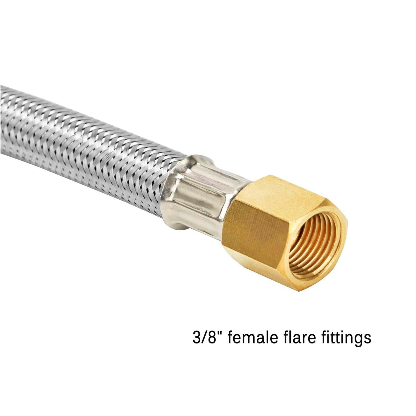 only fire 12 Feet Braided Stainless Steel Propane Flexible Hose Assembly with Both 3/8" Female Flare Fittings for RV, Gas Grill, Fire Pit, Heater,etc
