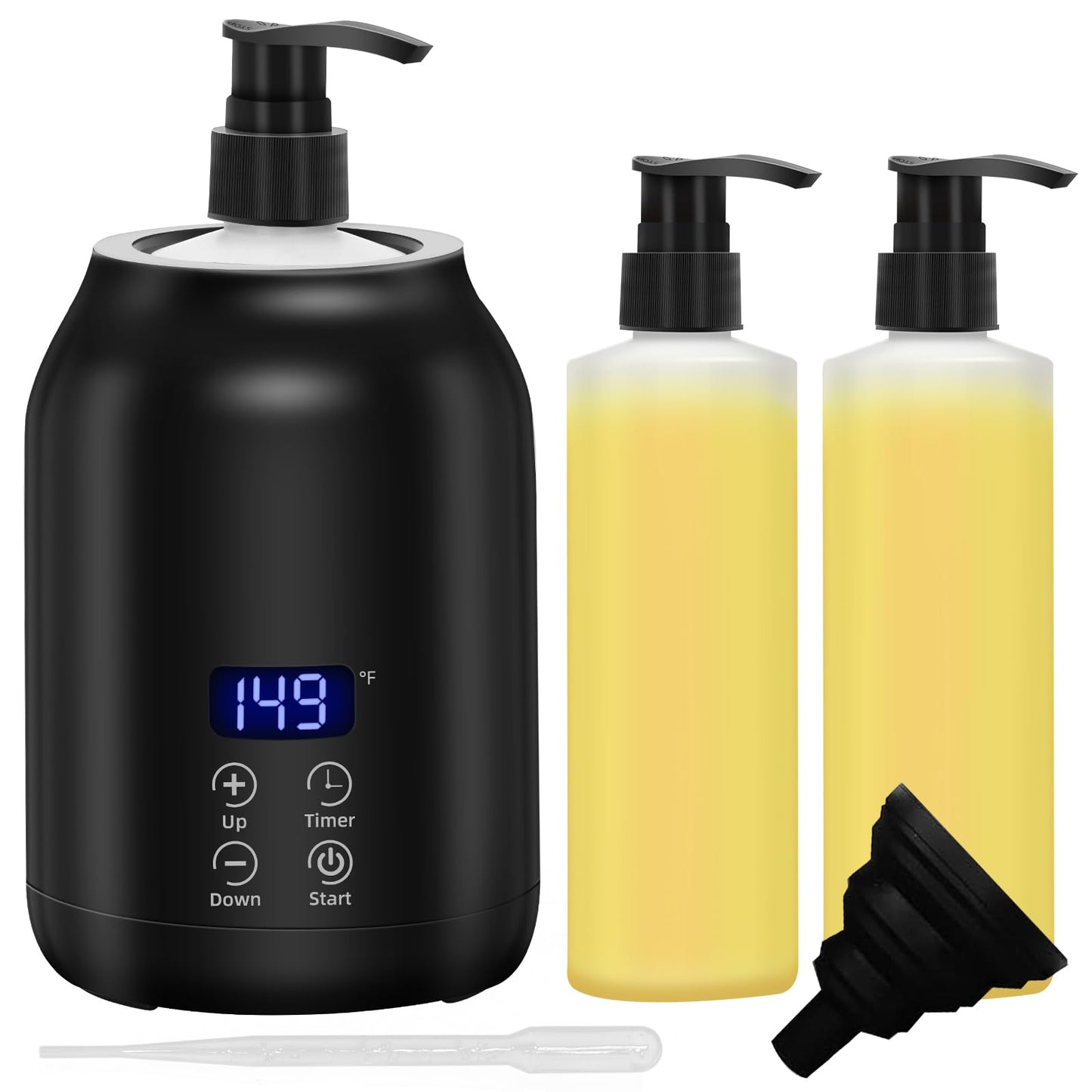 Massage Oil Warmer, Yofuly Electric Massage Oil Digital Heater with Two Bottles, Portable Body Lotion Warmer Cream Heated Dispenser for SPA, Salon and Home Use, Black