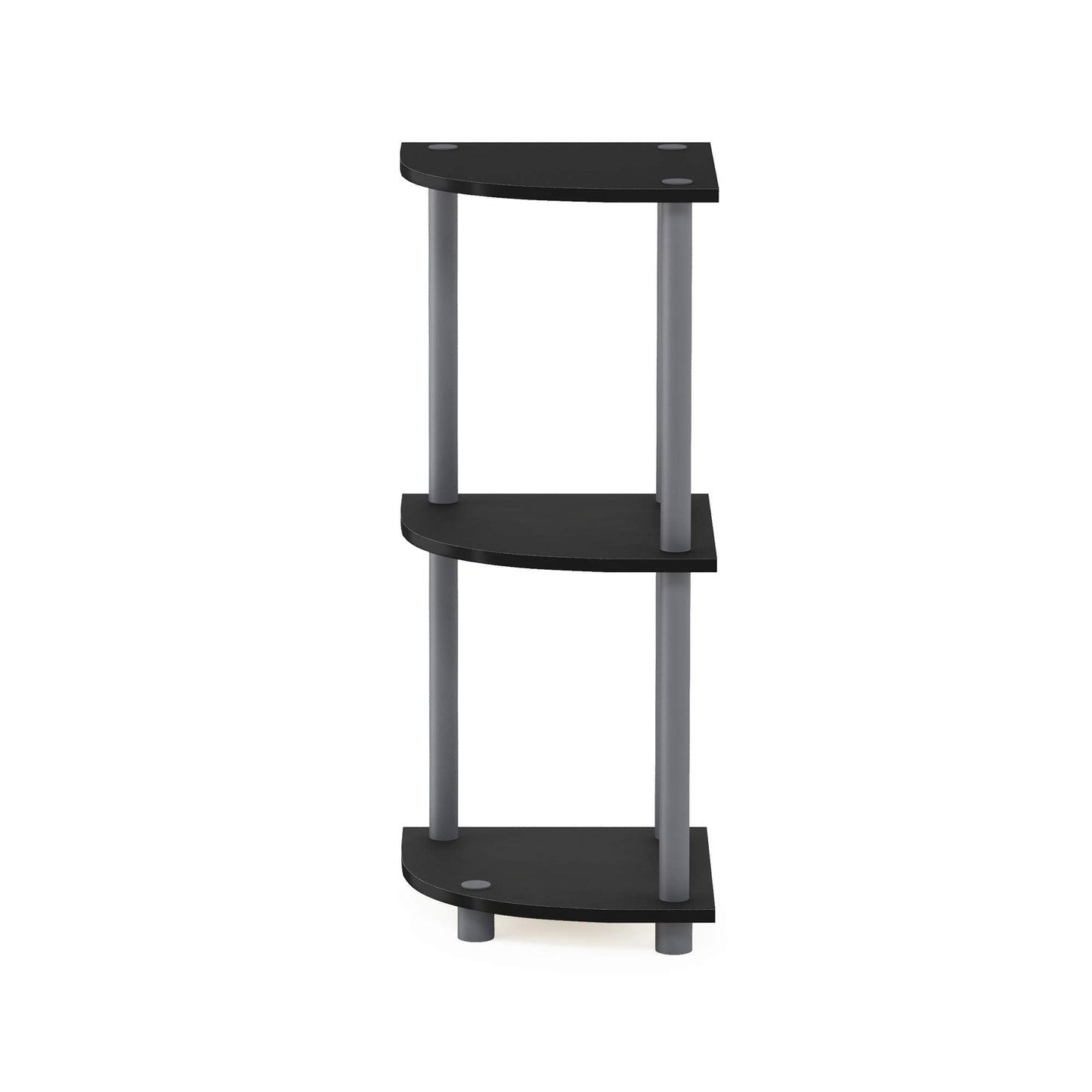 Furinno TURN-N-TUBE Corner Shelf, 3-Tier Open Corner Book Shelf, Display Bookshelf, for Organization and Storage, Living Room, Bedroom, Home Office, Black/Grey