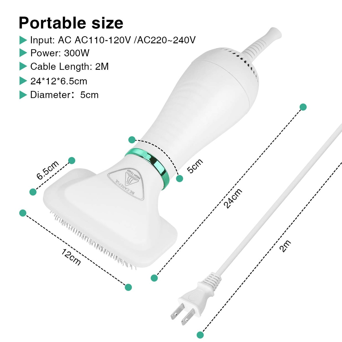 Ownpets Pet Hair Dryer, 2 in 1 Portable Home Pet Grooming Hair Dryer, Adjustable Temperature Settings & Low Noise, Pet Care for Medium Small Large Dogs Cats,with Slicker Brush and Fur Remover