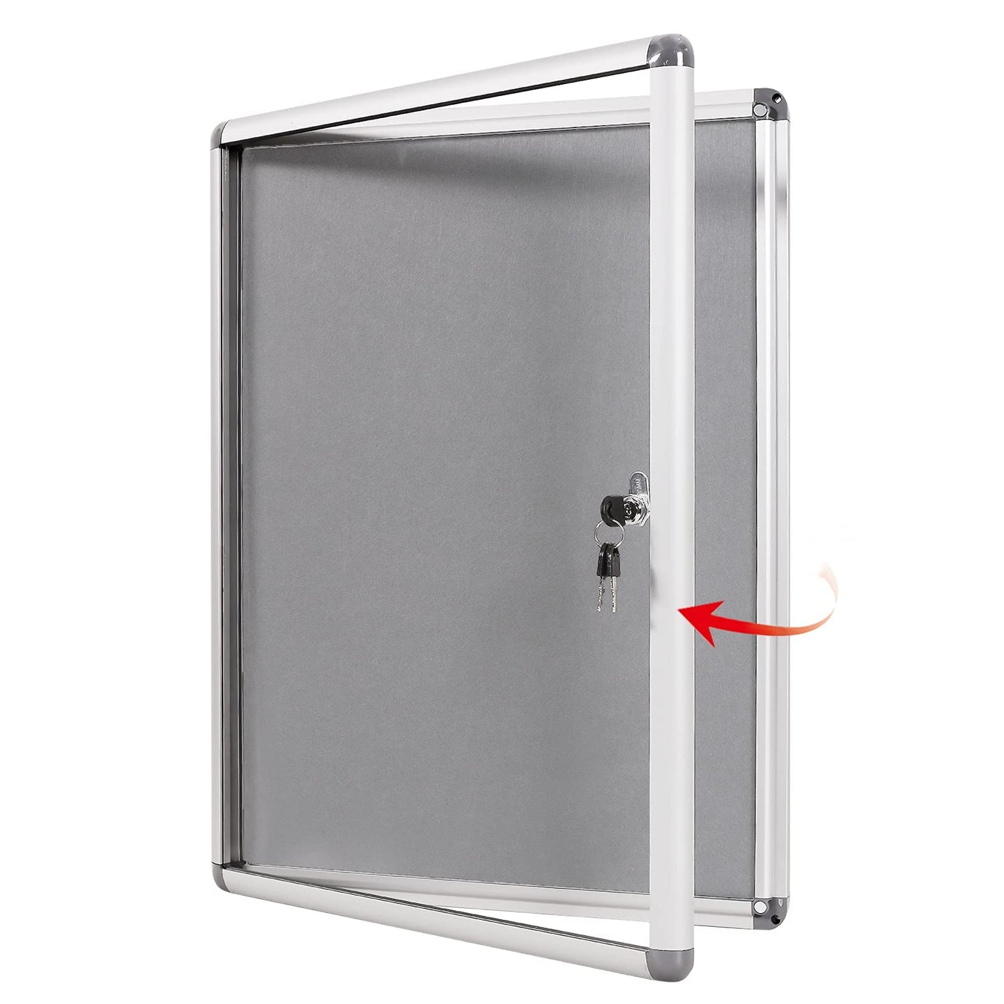 SWANCROWN Fabric Bulletin Board Enclosed Wall-Mounted Display Case for Office Classroom Home,26x20inch(4xA4)