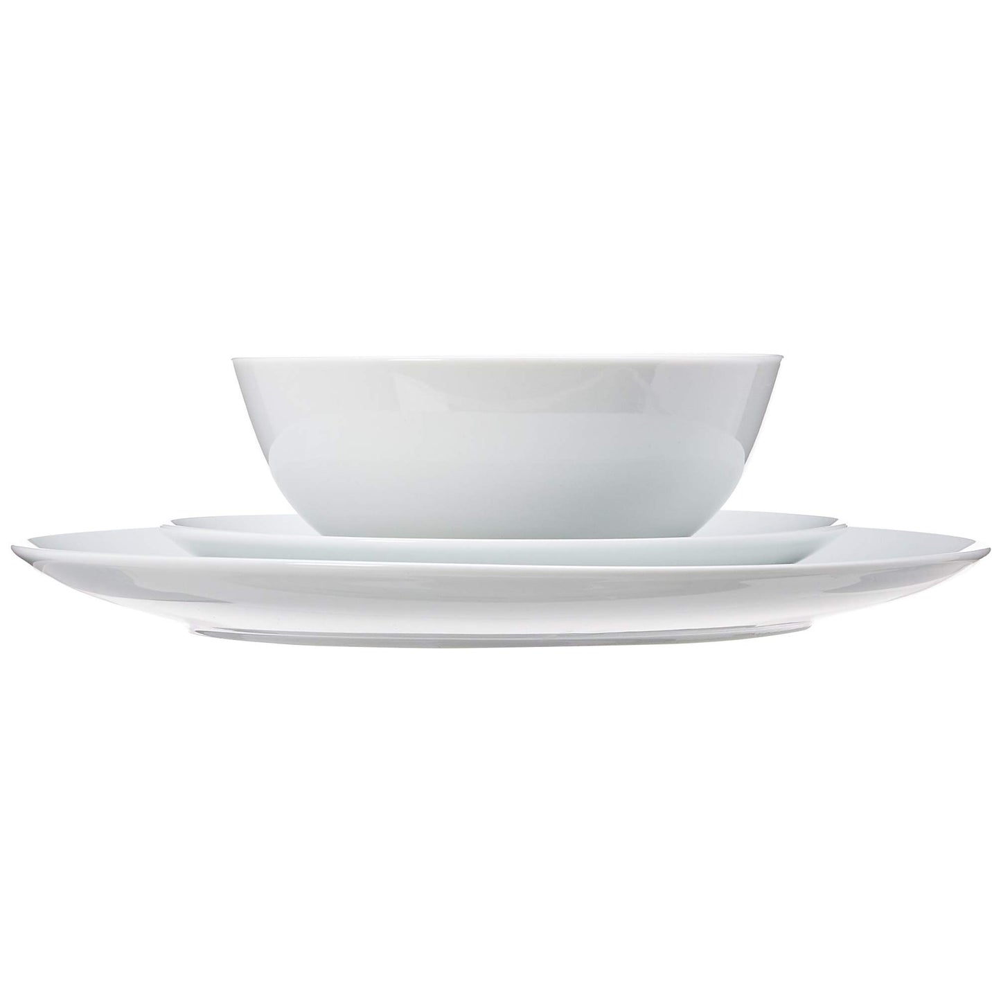 Amazon Basics 18-Piece Dinnerware Set, Dishes, Bowls, Service for 6, White Porcelain Coupe