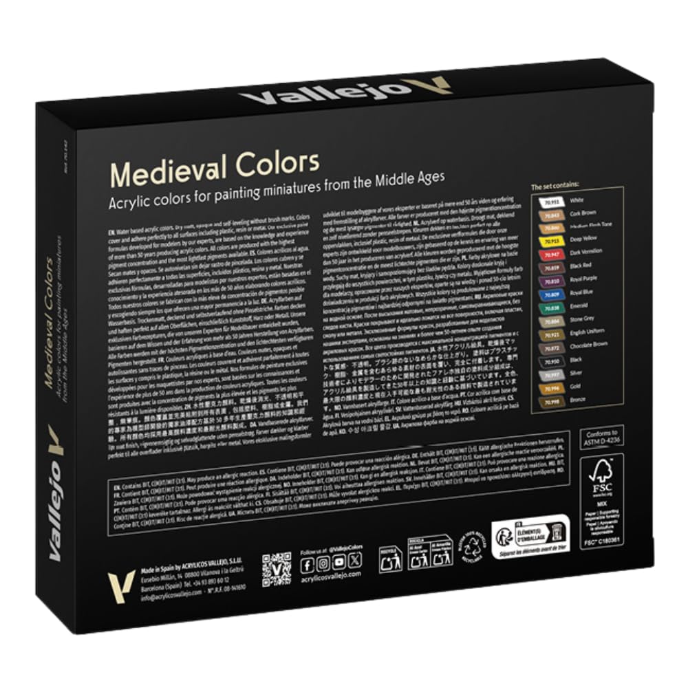 Vallejo Medieval Colors Paint Set, 17ml