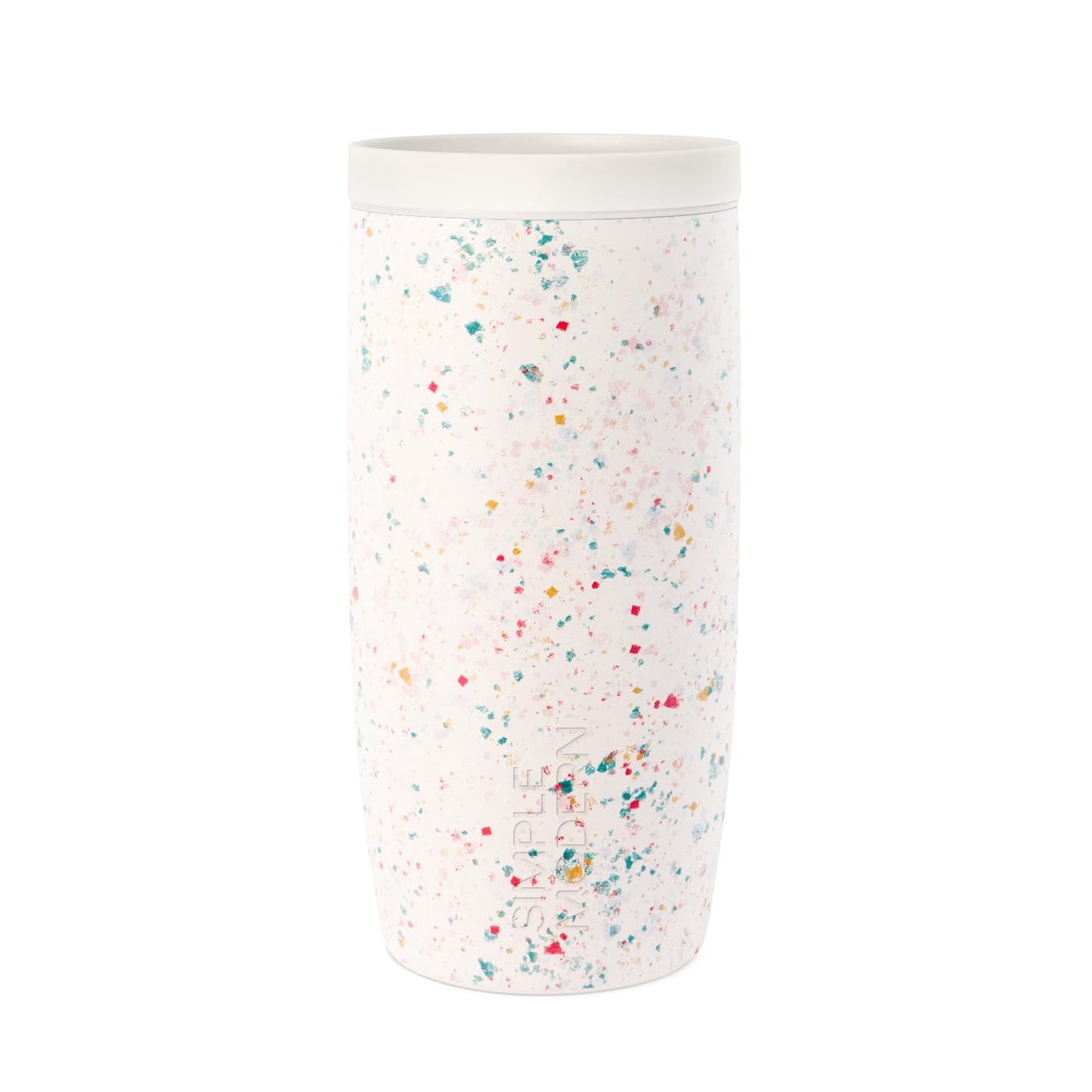 Simple Modern Travel Coffee Mug Tumbler with 360° Lid | Ceramic-Lined Insulated Stainless Steel Cold Brew Iced Coffee Cup | Gifts for Women Men Her Him | Voyager Signature | 16oz | Cream Terrazzo