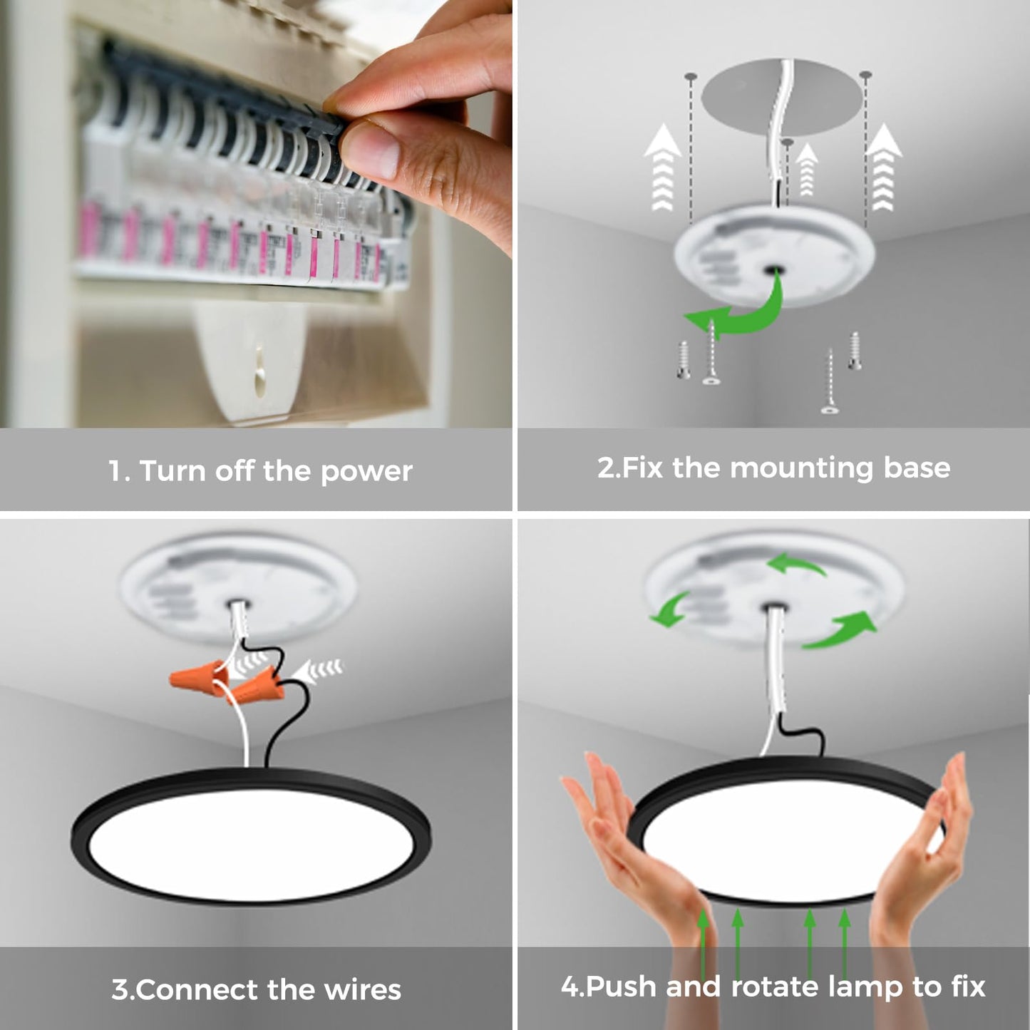 zemty 12 Inch Flush Mount Ceiling Light with Night Light 1800K, 3000K-6500K Selectable LED Light Fixture with Remote Control, 24W 2400lm Dimmable Ceiling Lamp for Bedroom Bathroom Kitchen-Black