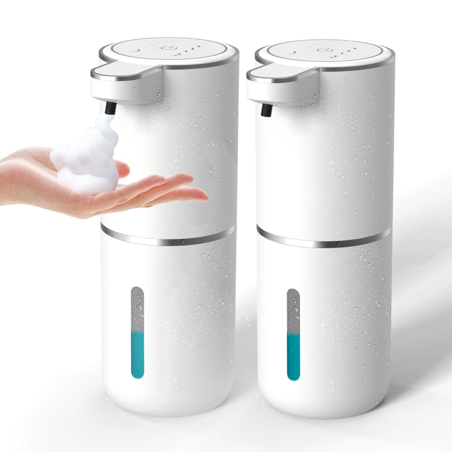 2Pack Automatic Soap Dispenser – Touchless Foaming Soap Dispenser 400ml USB Rechargeable Dispenser Electric Wall Mounted 4levels Adjustable Foam Dispenser Pump for Bathroom Kitchen Dish Soap