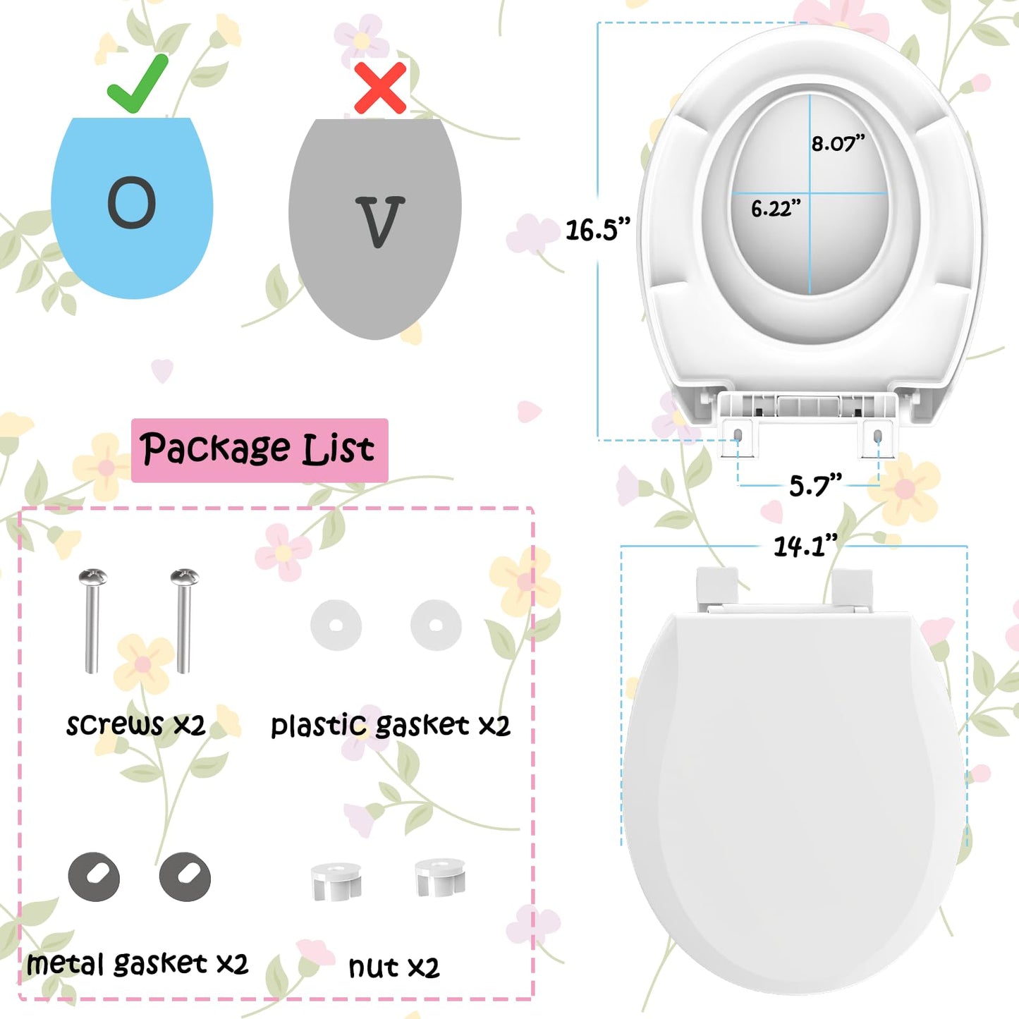 Aünsffer Potty Training Toilet Seat Round 2 in 1, Family Toilet Seat with Built-in Child Seat, Soft Close + Quick Release, Quiet and Easy Clean, Upgraded Plastic, White
