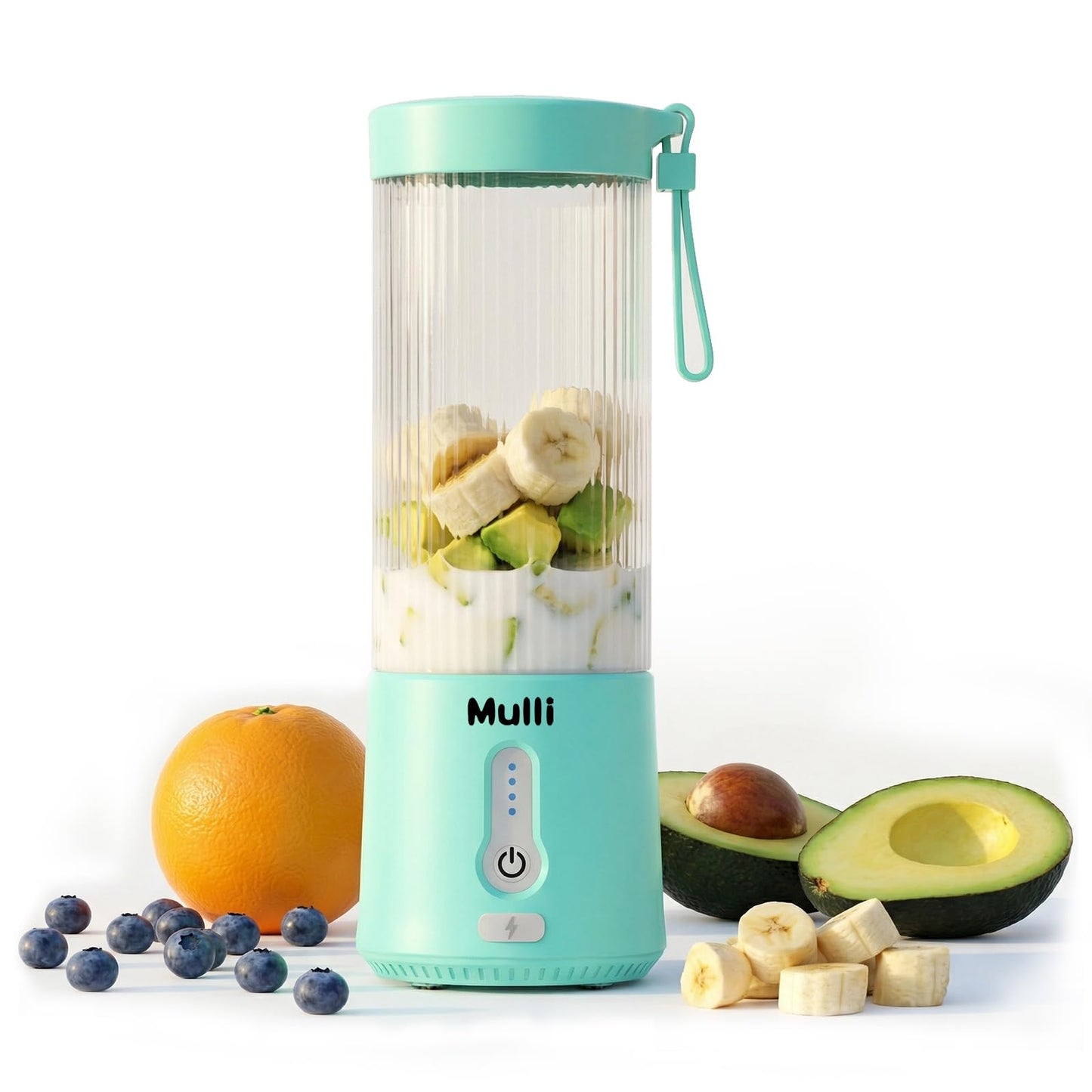 Mulli Portable Blender, 16oz USB-C Rechargeable Personal Blender for Smoothies, Shakes & Protein Drinks,Self-Cleaning & Quiet Operation