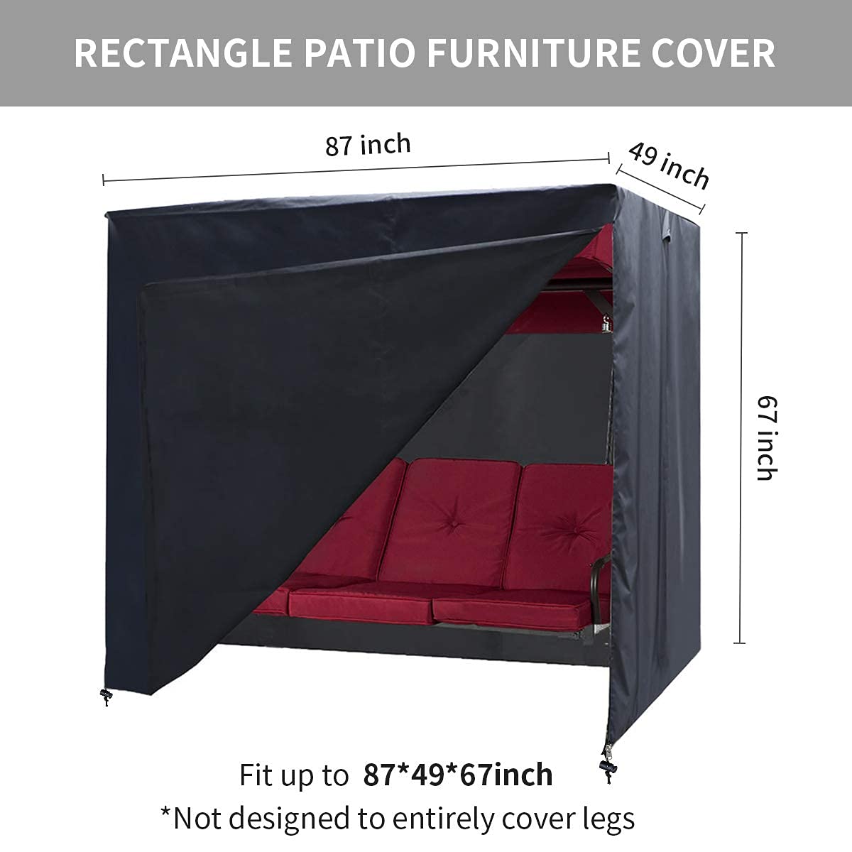 Patio Swing Cove,3 Triple Seater Hammock Cover Garden Swing Cover Garden Hammock Glider Chair Cover Outdoor Swing Cover UV Resistant Swing Canopy Cover(87L x 60 D x 72 H inch)