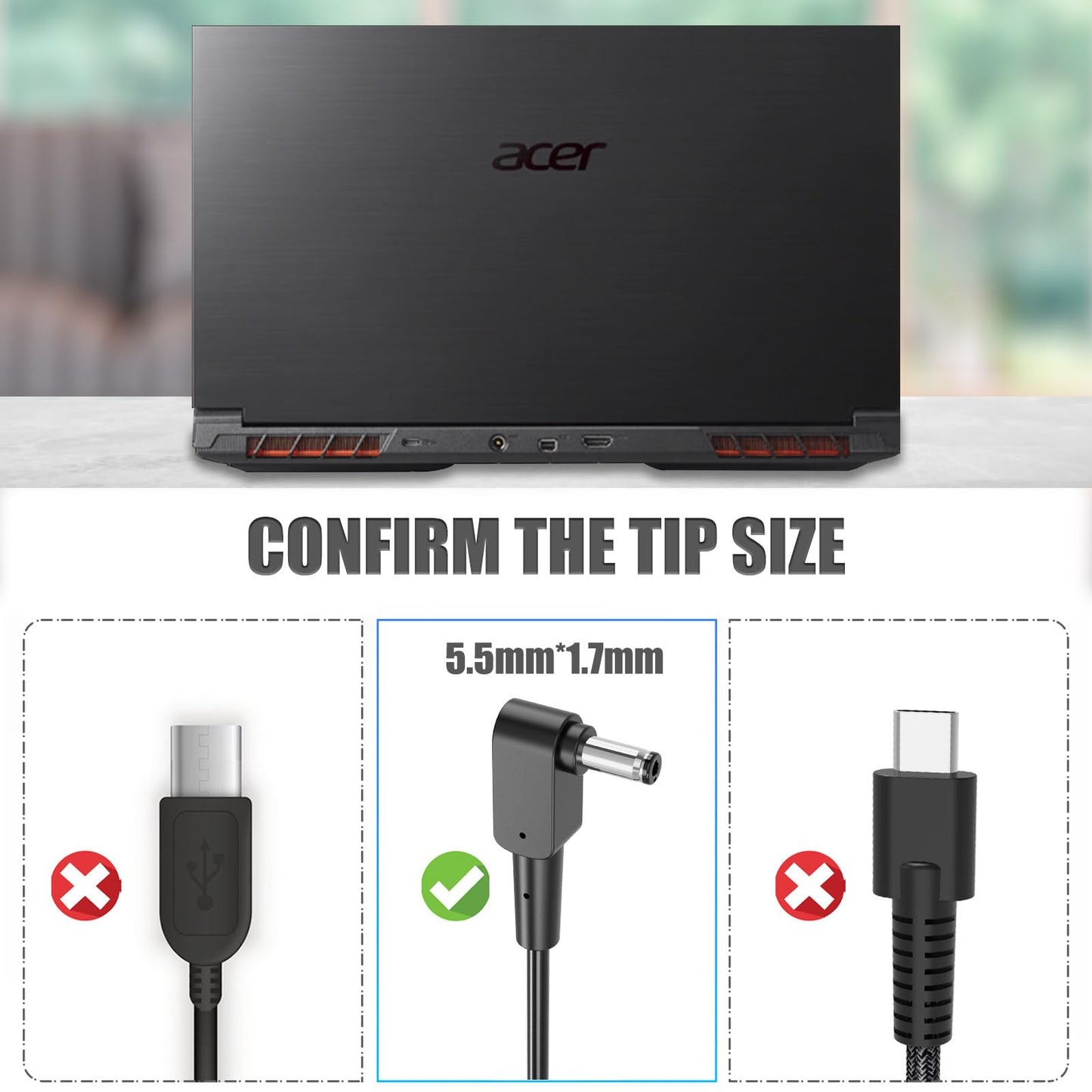 330W AC Charger for Acer Predator Helios 18 16 15 PH18-71 PHN16-71 PH16-71 PH3D15 Acer Predator Triton 17 X PTX17-71 Nitro 17 16 15 AN17-51 AN17-41 AN16-41 A20-330P1A Laptop Power Adapter