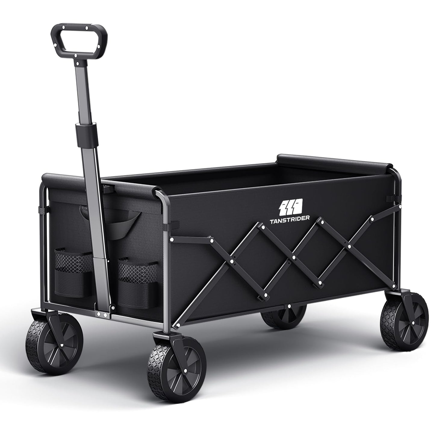 Collapsible Foldable Wagon, Foldig Cart with Wheel Heavy Duty with 180lbs Weight Capacity Lightweight Utility Camping Wagon for Groceries Garden Beach Sports Fishing