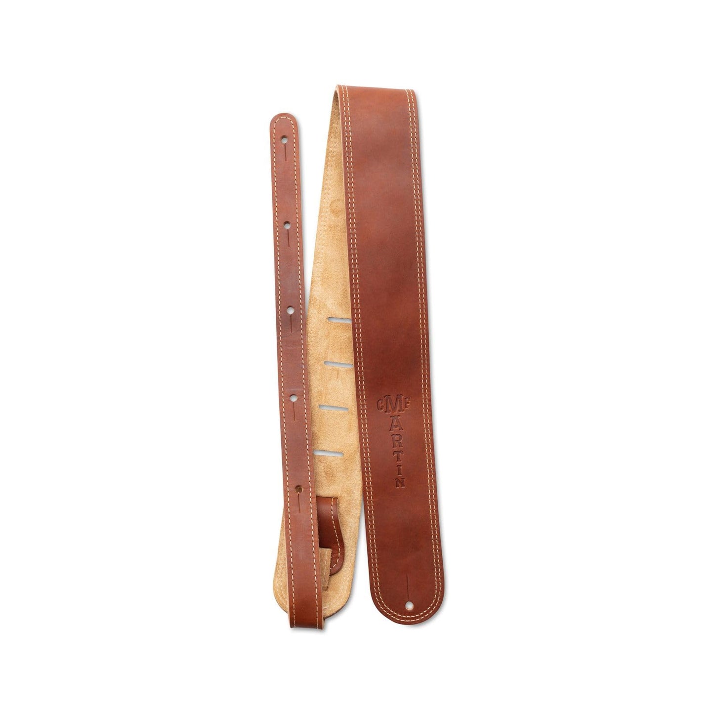 MARTIN Ball Glove Leather Guitar Strap – Brown | Soft, Worn-In Feel with Double Stitching and C. F Logo