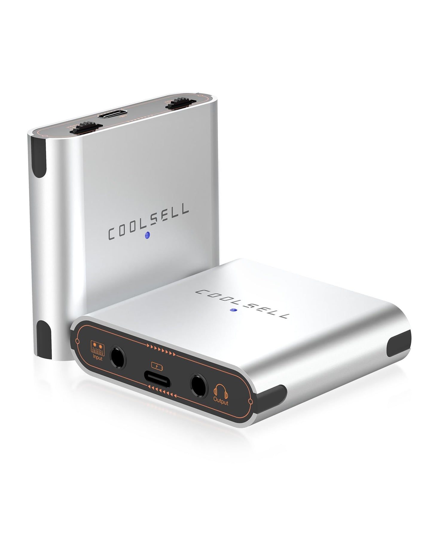 COOLSELL Portable Audio Interface 24bit/192kHz, Dual Gain Knob, Stereo USB C and iPhone Interface for Live Streaming and Recording, Compatible with Mixer/Sound Card for Podcaster and Creator