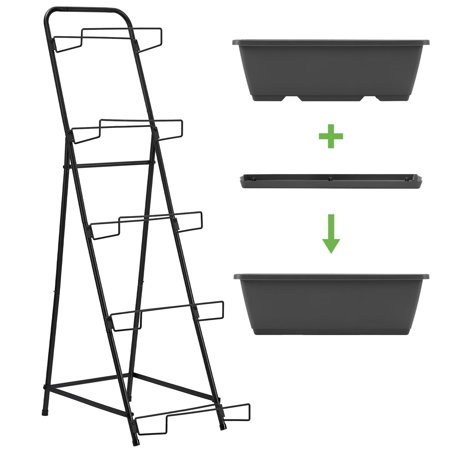 5 Tier Vertical Raised Garden Bed Planter Box, Vertical Raised Bed with Drainage Holes for Indoor Outdoor Herbs Flowers Vegetables Plants, Grey