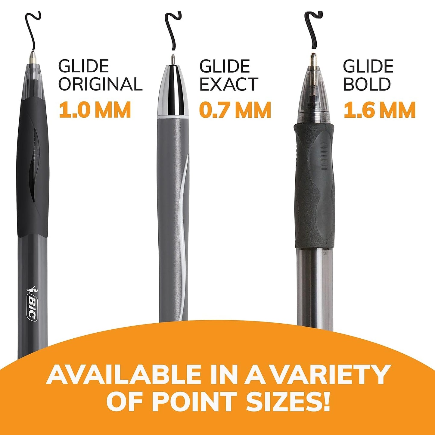 BIC Glide Bold Black Ballpoint Pens, Bold Point (1.6mm), 12-Count Pack, Retractable Ballpoint Pens With Comfortable Full Grip (VLGB11-BLK)