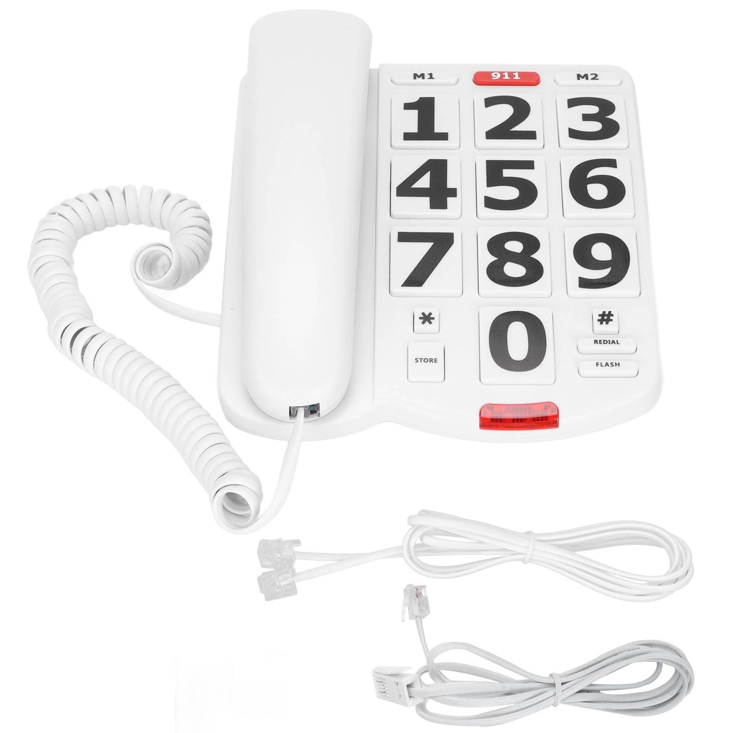 Corded Phone, Big Button Senior Landline Phones for Impaired Hearing and Vision, Ringer, Desktop Fixed Telephone for Home, Office
