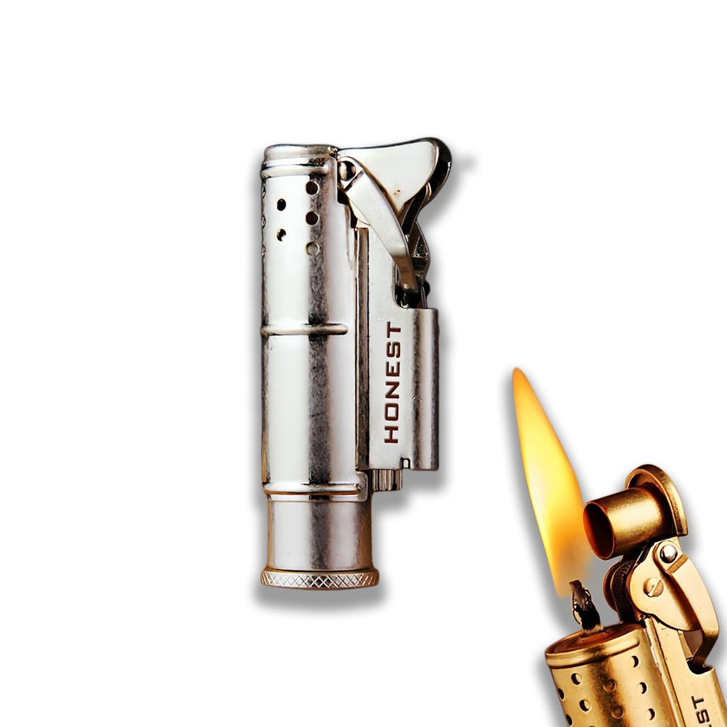 ZIBCECOHI Cool Embossed Design Kerosene Wheel Lighter Refillable Eco-Friendly, Vintage Dazzling & Ultra-Cool, Unique for Men Candles Gift Camping BBQ (No Kerosene) (16#)