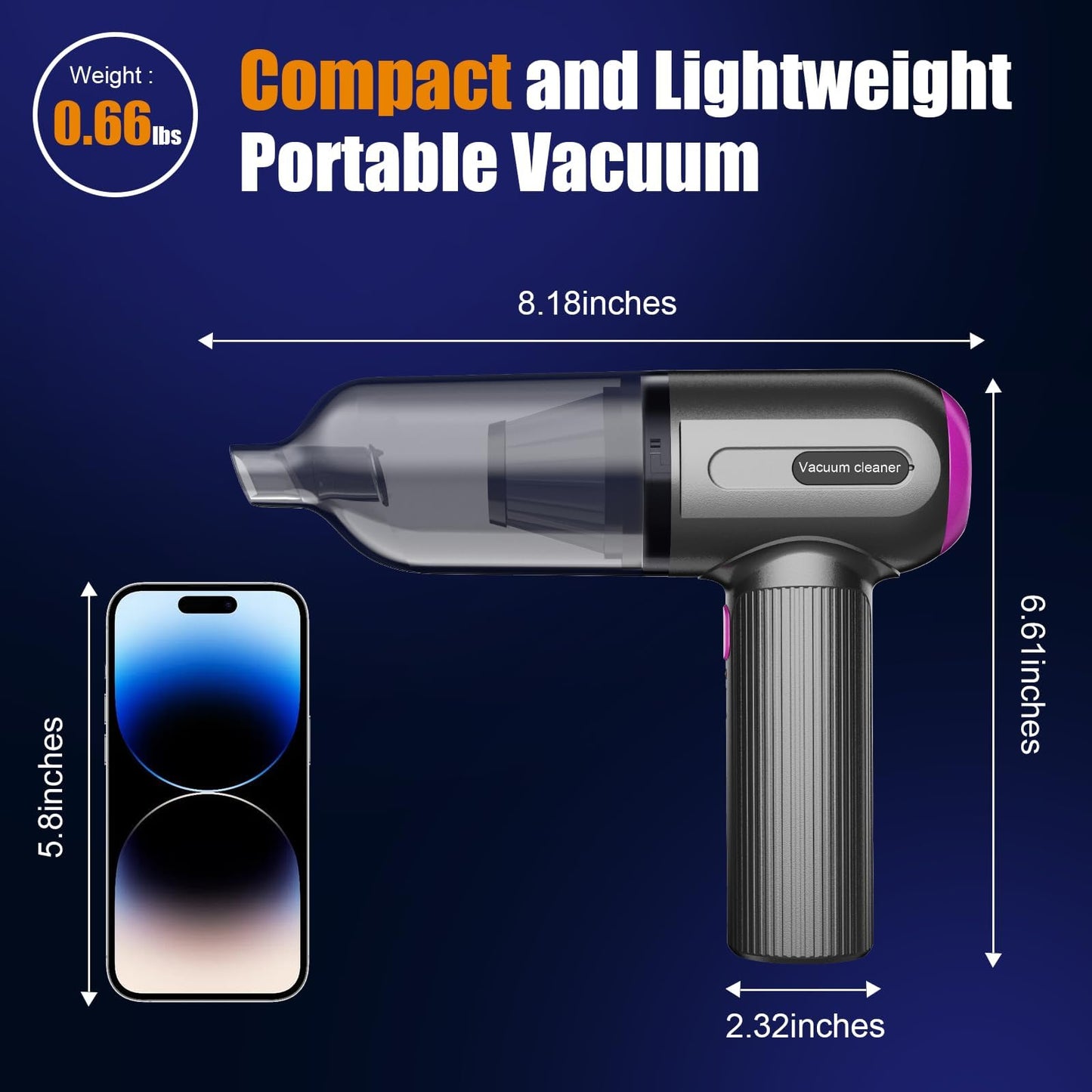 7000Pa Mini Vacuum Cleaner: Handheld Vacuum & Electronics Duster & Hand Pump Cordless Keyboard Vac Kit 3-Gear Compressed Air Blower for Computer Sewing Machine Laptop Car Home Office (Grey+Rose Red)