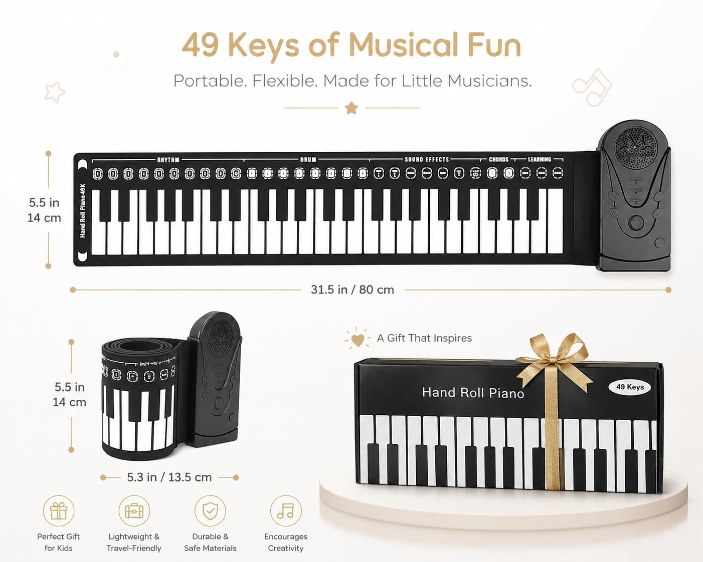 Piano Keyboard, Roll Up Portable, 49 Keys