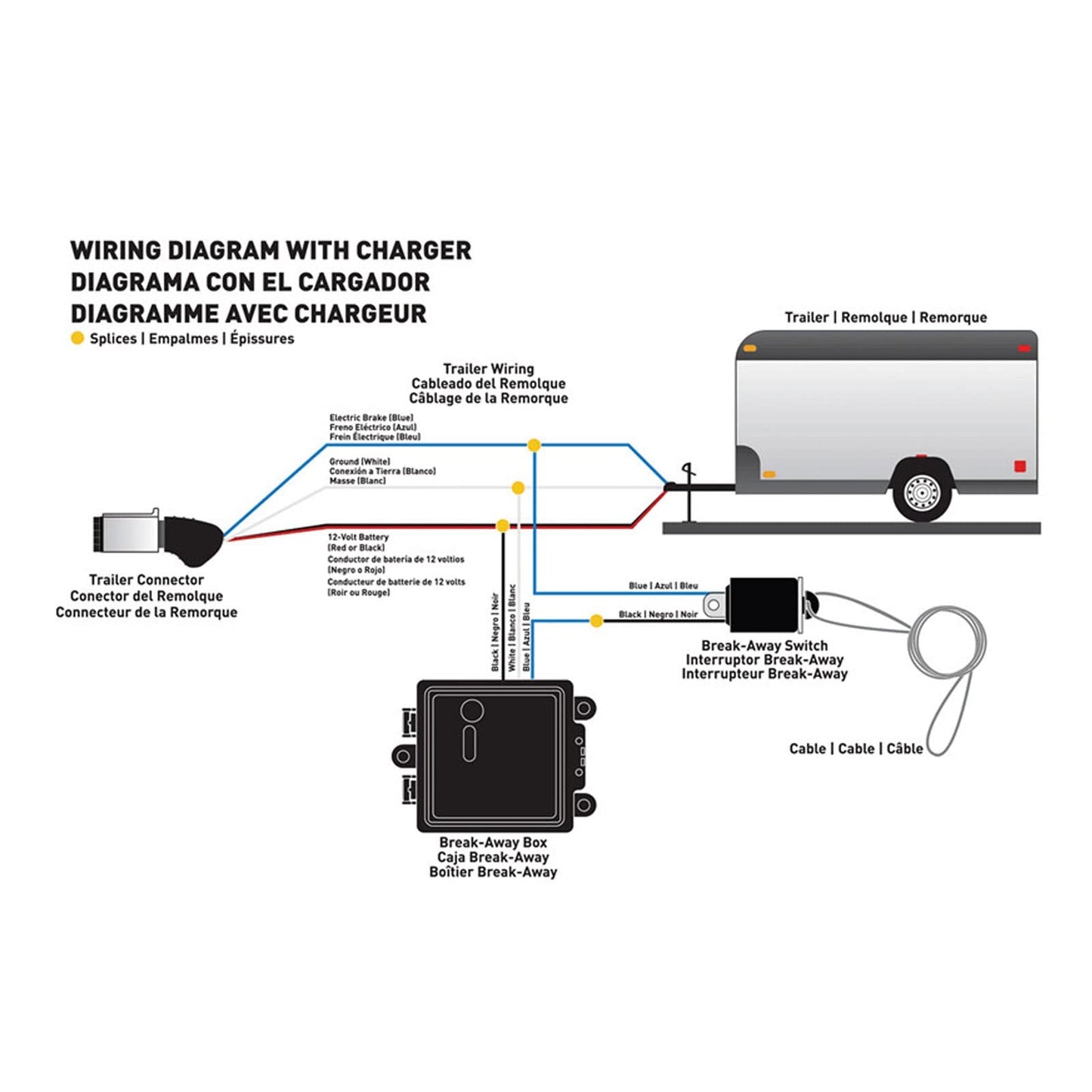Trailer Break Away Kit, Trailer Brakes Breakaway Kit 12V LED Test Break Away System Universal for Vehicle