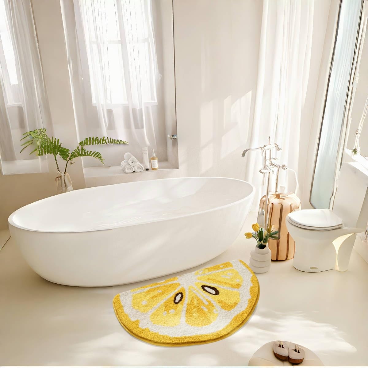 Ankah Fruit Bath Mats Cute Bathroom Rugs, Particularly Absorbent, Very Soft, and Dry Fast that Fits for Kid's Room, Bathroom or Other Room, 17.7" x 31.5", Lemon