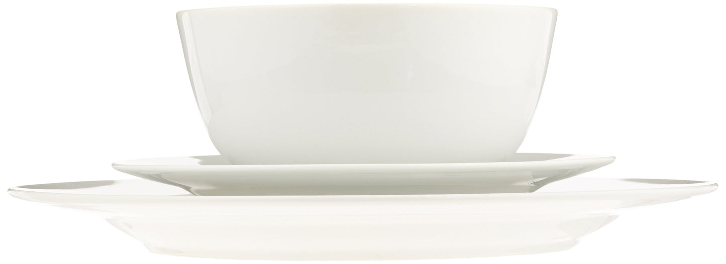 Amazon Basics 18-Piece White Dinnerware Set, Dishes, Bowls, Service for 6