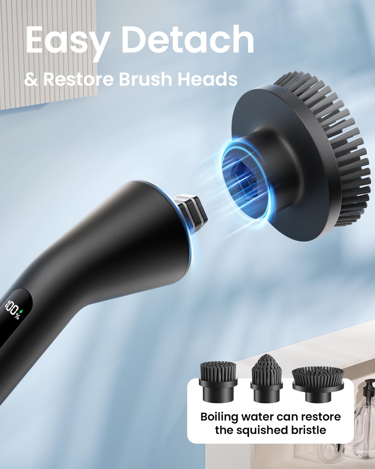 Topmako Electric Spin Scrubber, Upgraded IPX7 Cordless Cleaning Brush for Bathroom Shower, Household Cleaning Scrubber with 7 Brush Heads, Adjustable Long Handle and 2 Rotating Speeds for Tub Floor