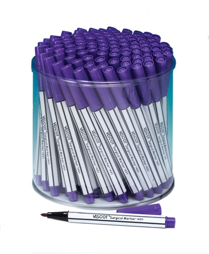 Viscot FINE TIP 100 Mini Piercing & Tattoo Skin Markers in Case Purple Ink by Viscot